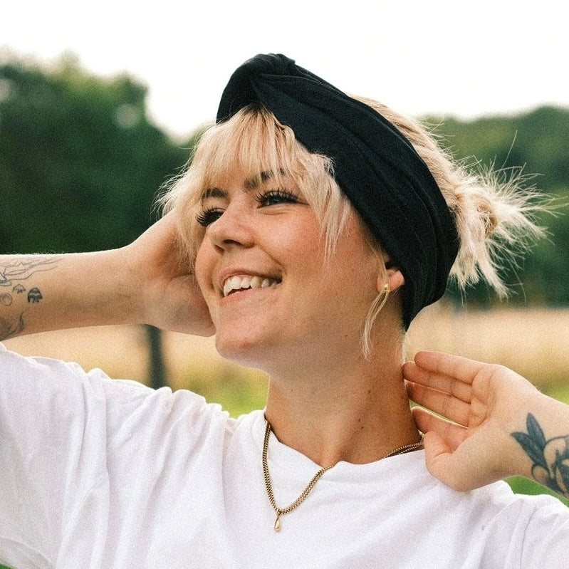 Drahthaarband 2 Seiten Glitzer/Satin Schwarz