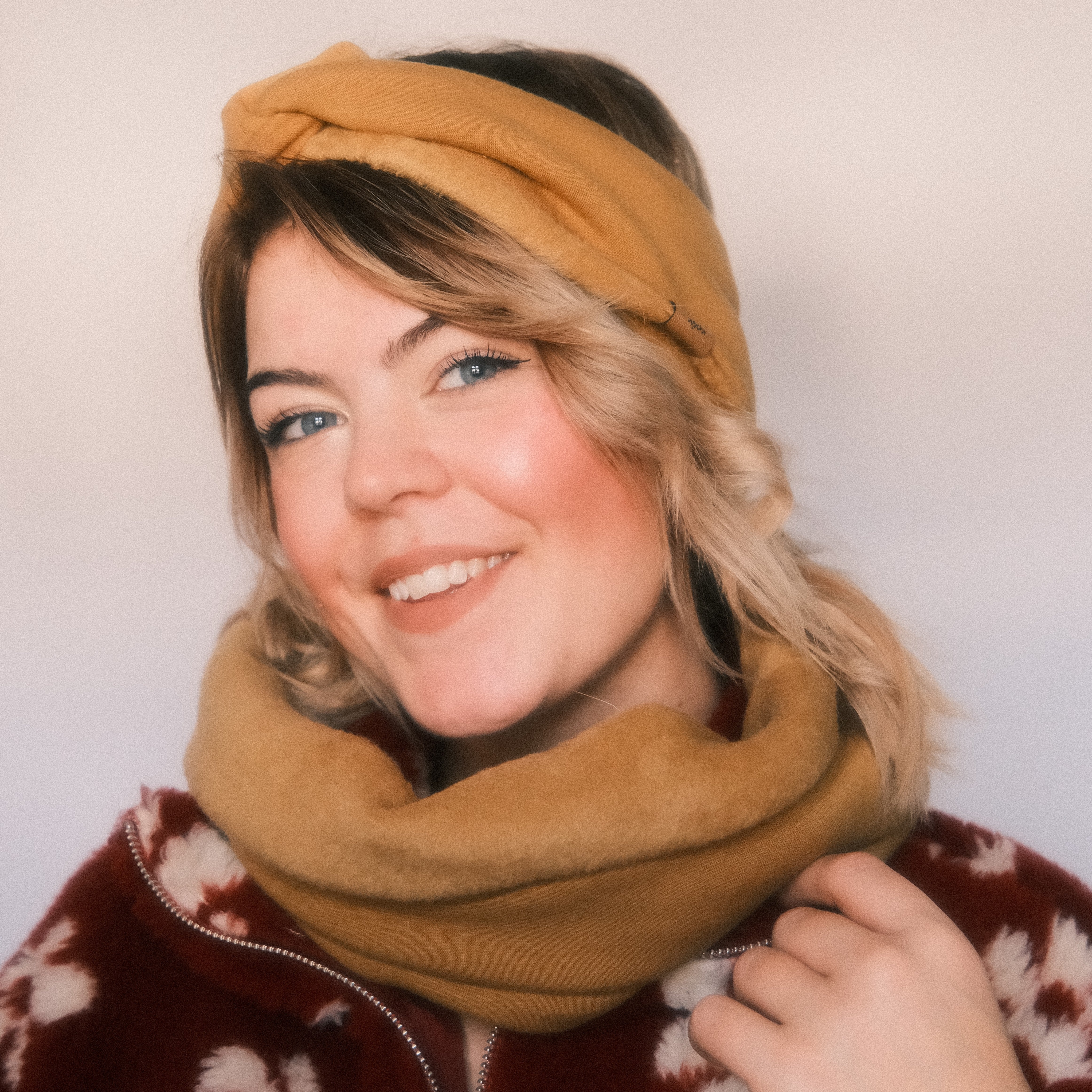 Stirnband Basic gefüttert senf