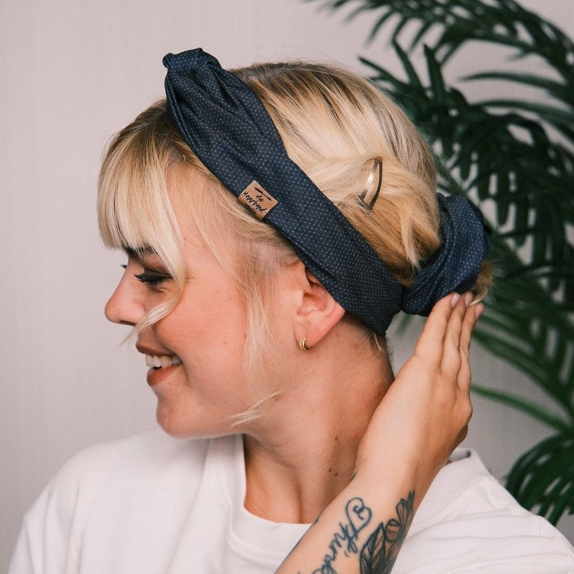 Drahthaarband Jeans Punkte