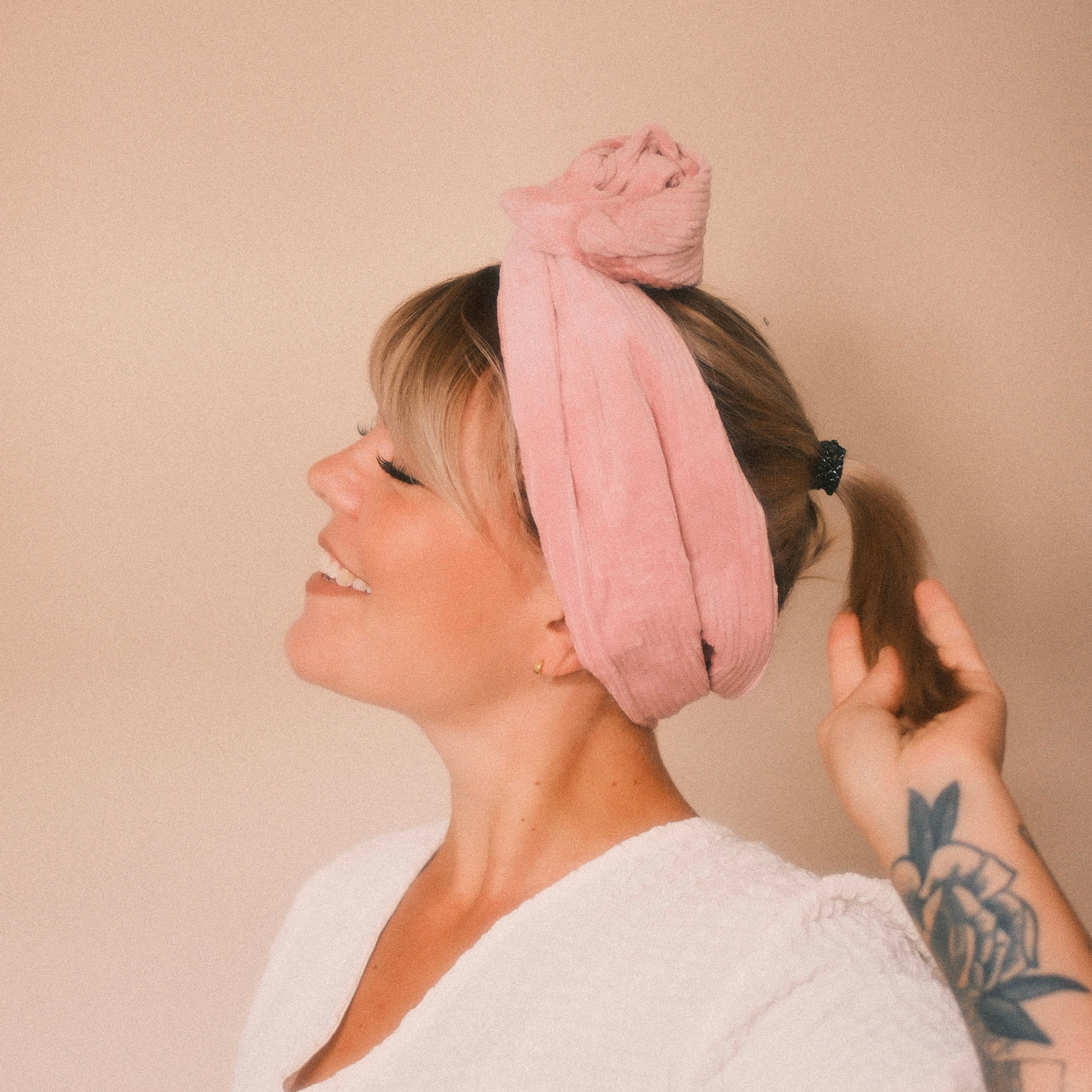 Drahthaarband breit - Cord Rosa