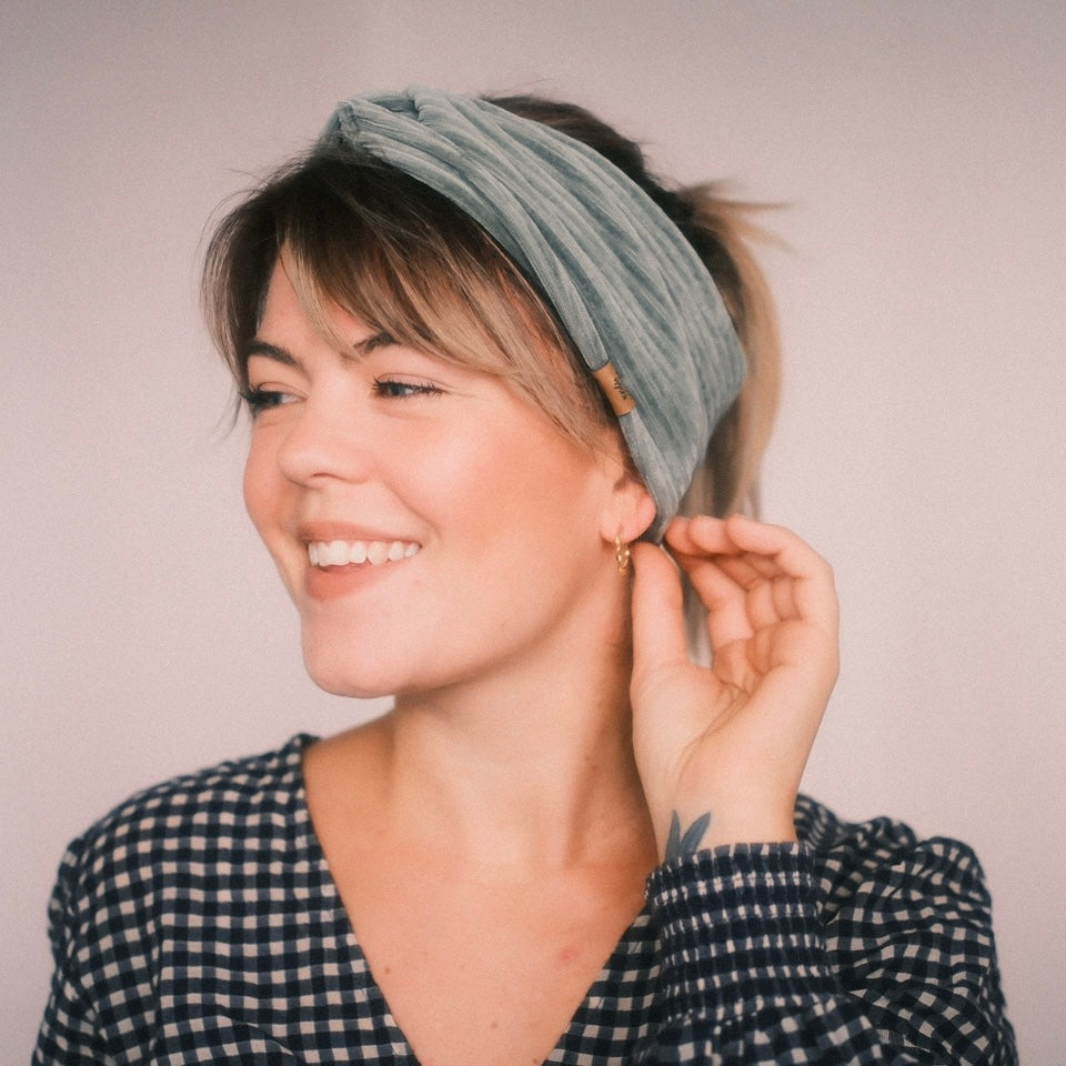 Basic Haarband - Cord Petrol