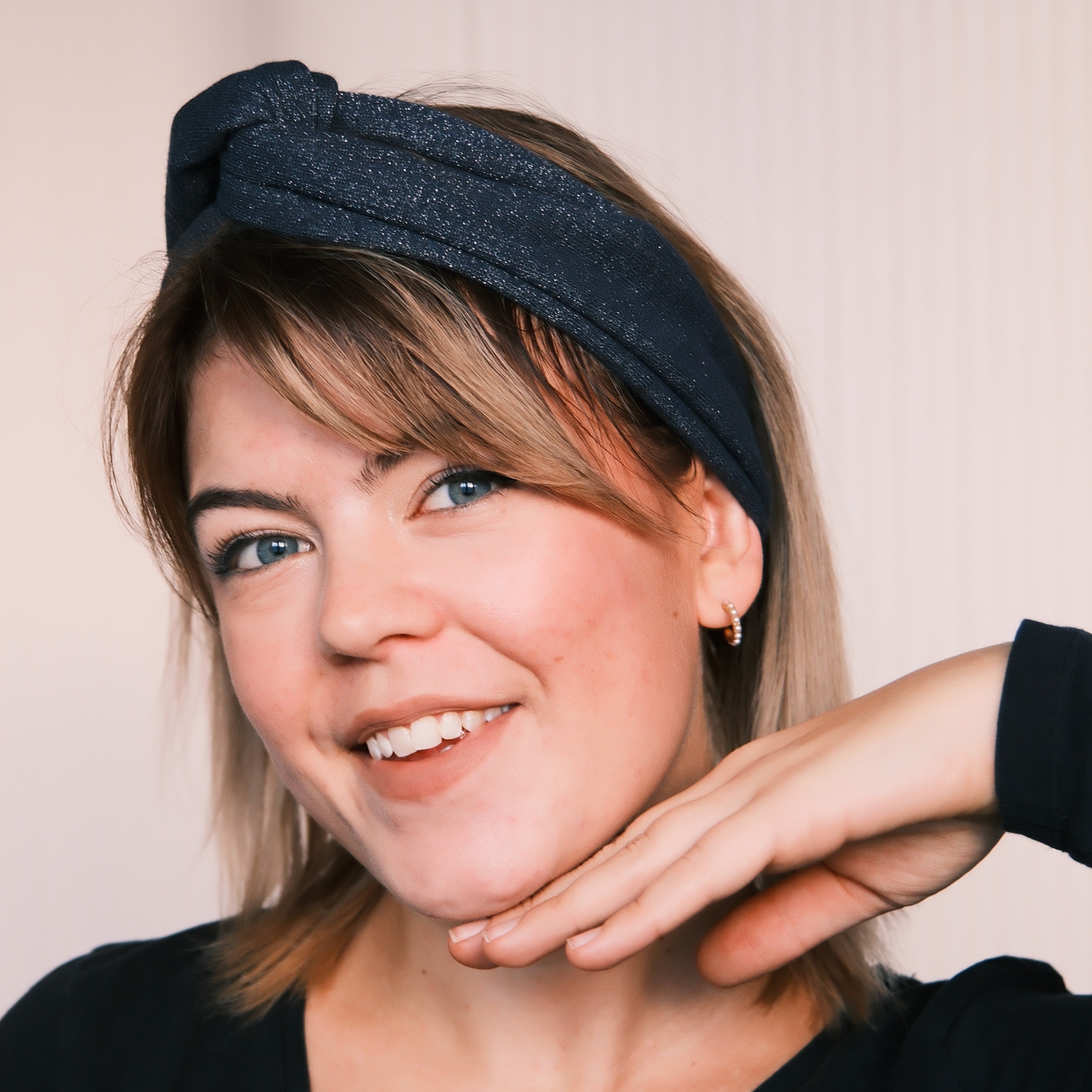 Drahthaarband Glitzer Dunkelblau