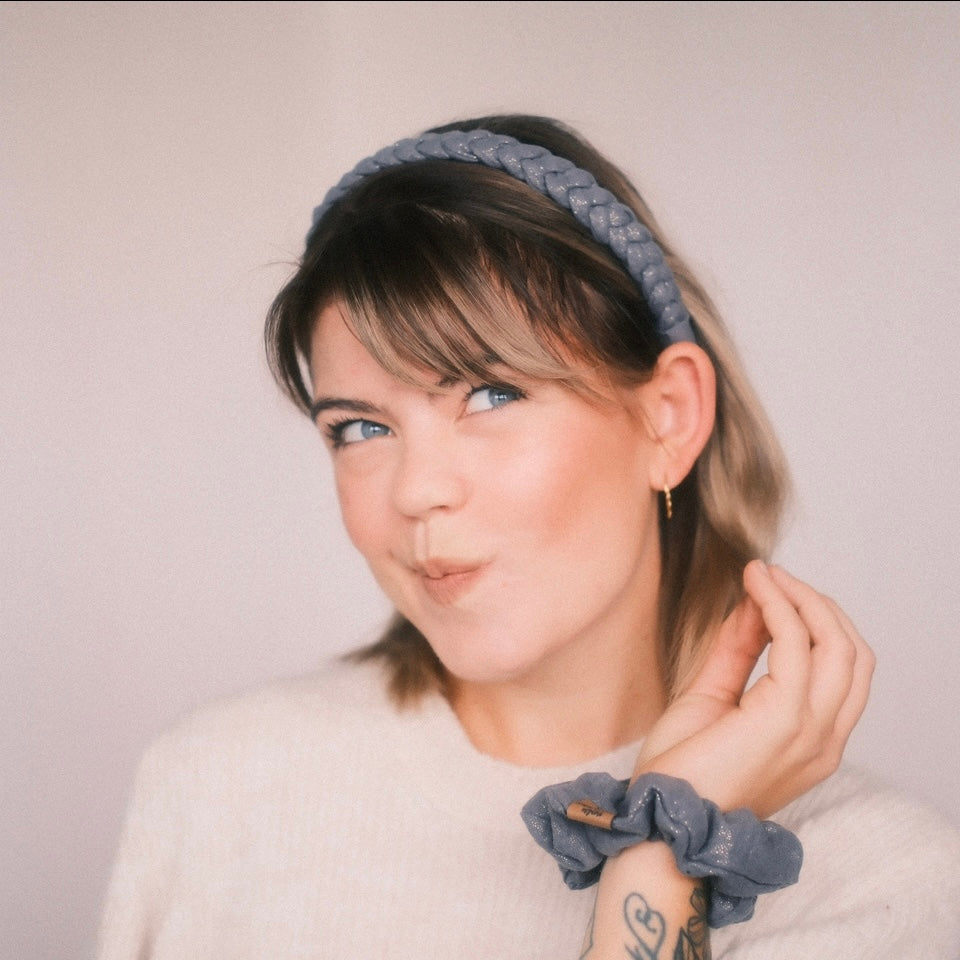 Scrunchie - Glitzer Blaugrau