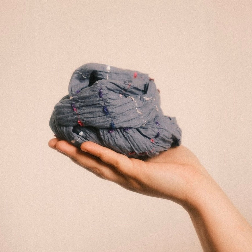 Drahthaarband breit Boho blau