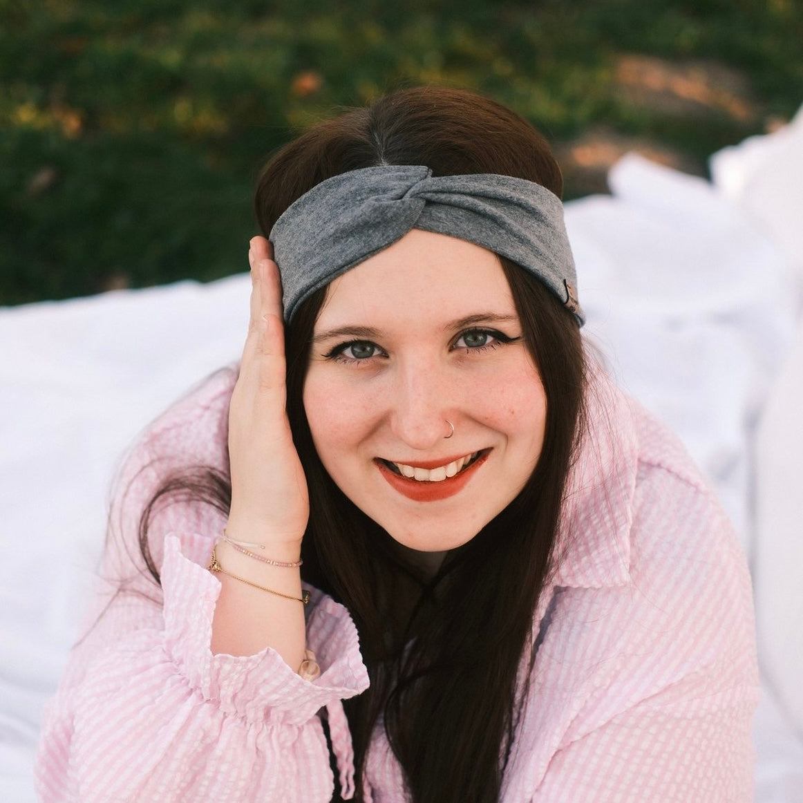 Basic Haarband - grau schmal