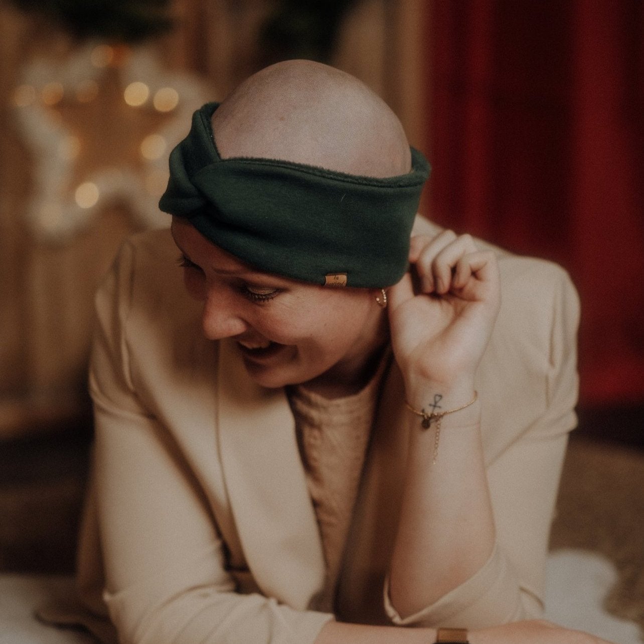 Stirnband Basic gefüttert Grün