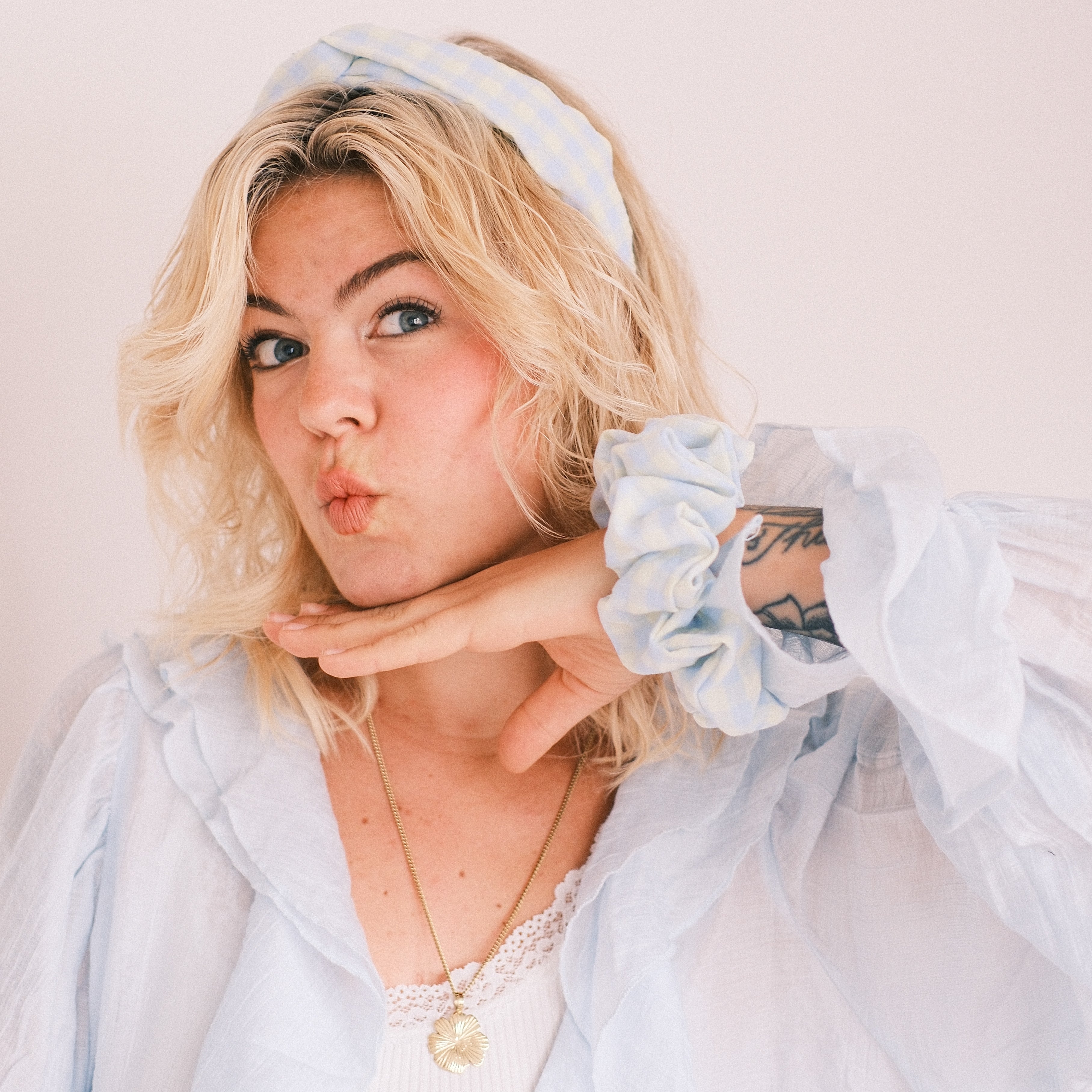 Big Scrunchie - Karo Blau