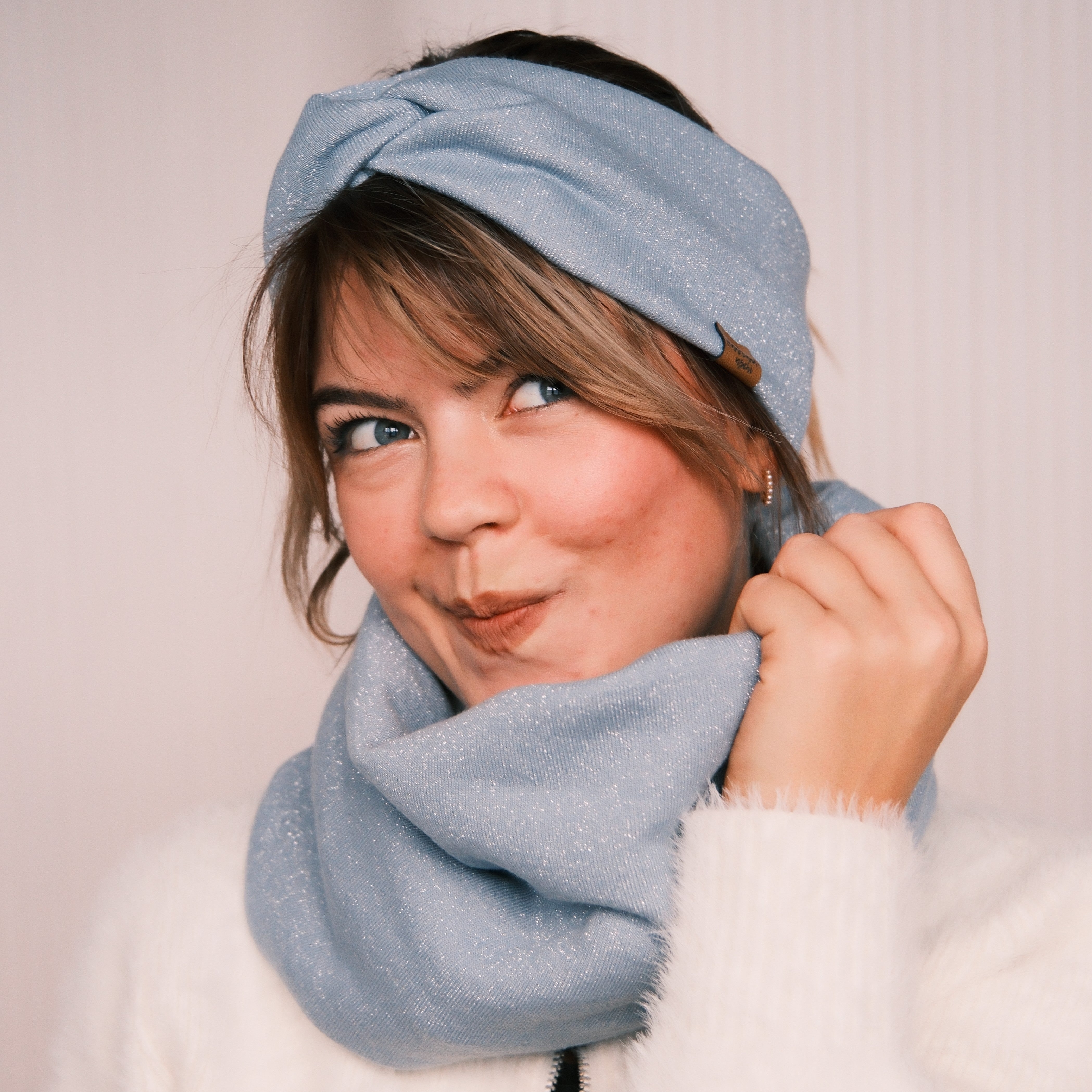 Basic Haarband - Glitzer Hellblau