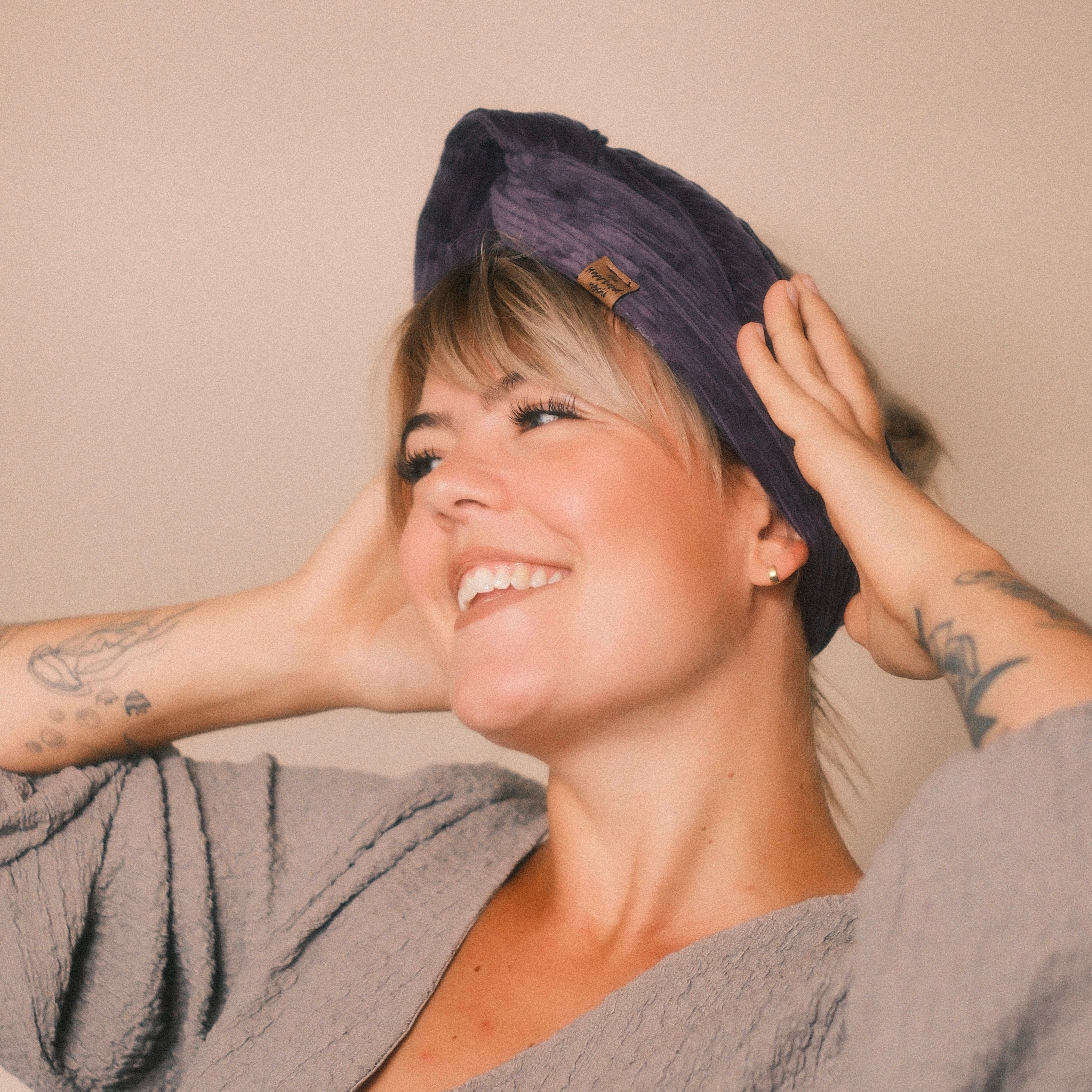 Drahthaarband breit - Cord Lila