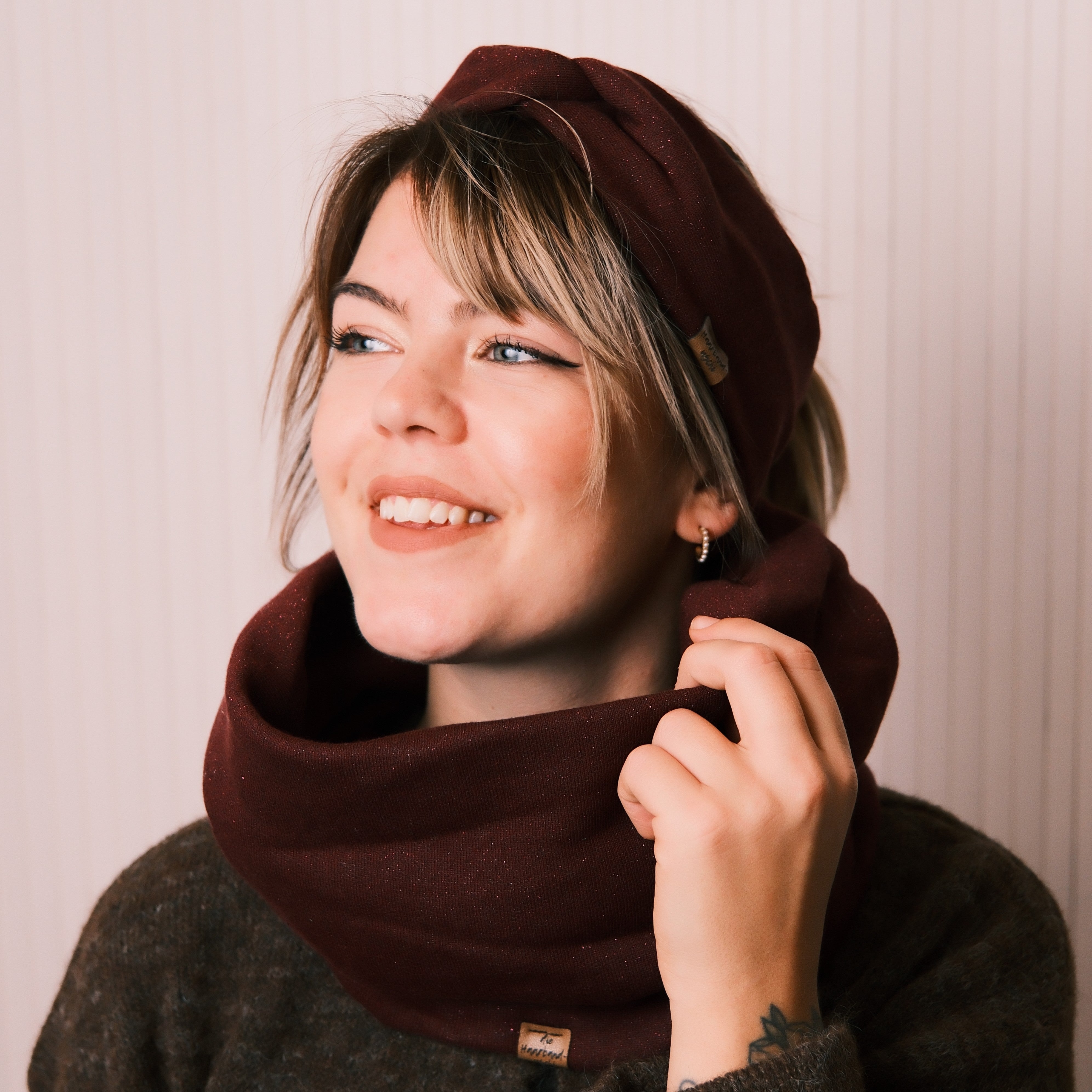 Basic Haarband - Glitzer Bordeaux