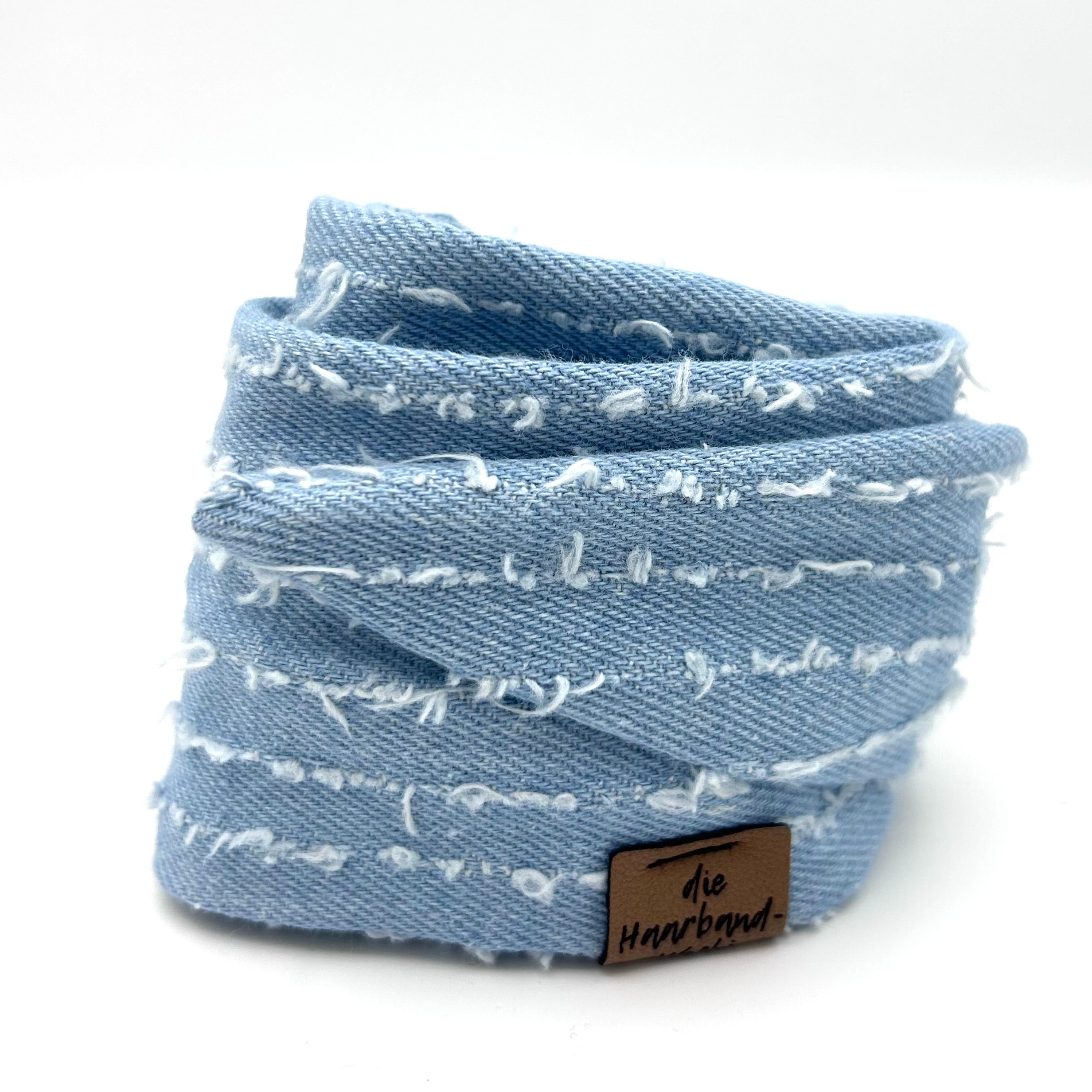 Drahthaarband schmal - Jeans Streifen Hell