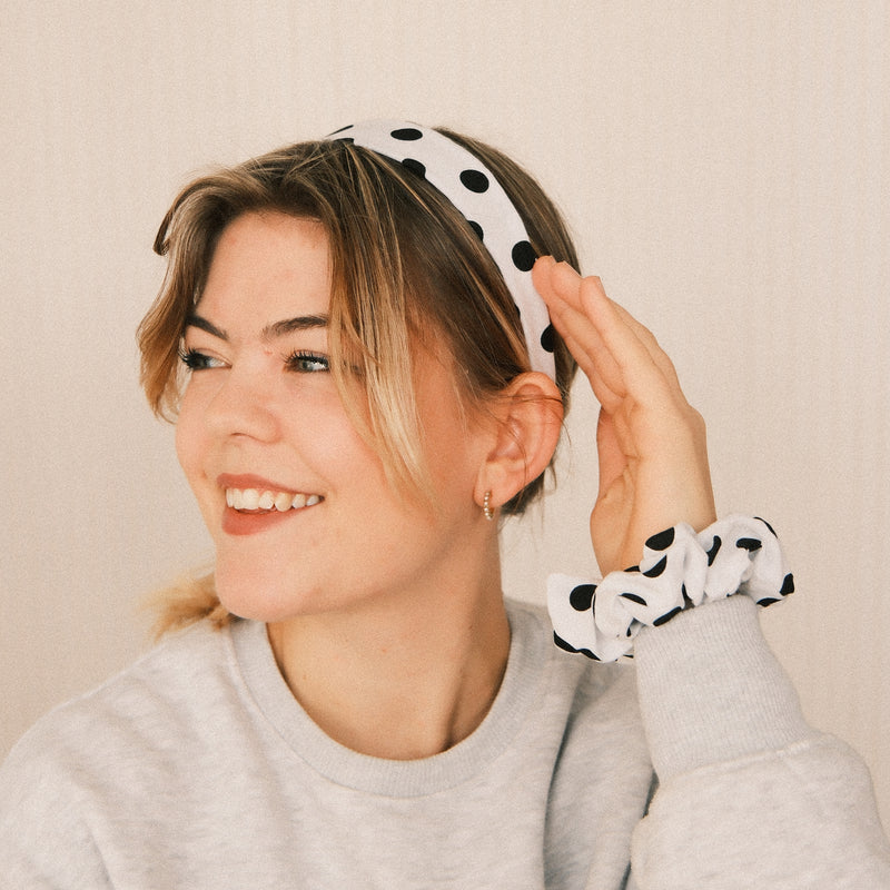 Scrunchie - Polka Dots Weiß