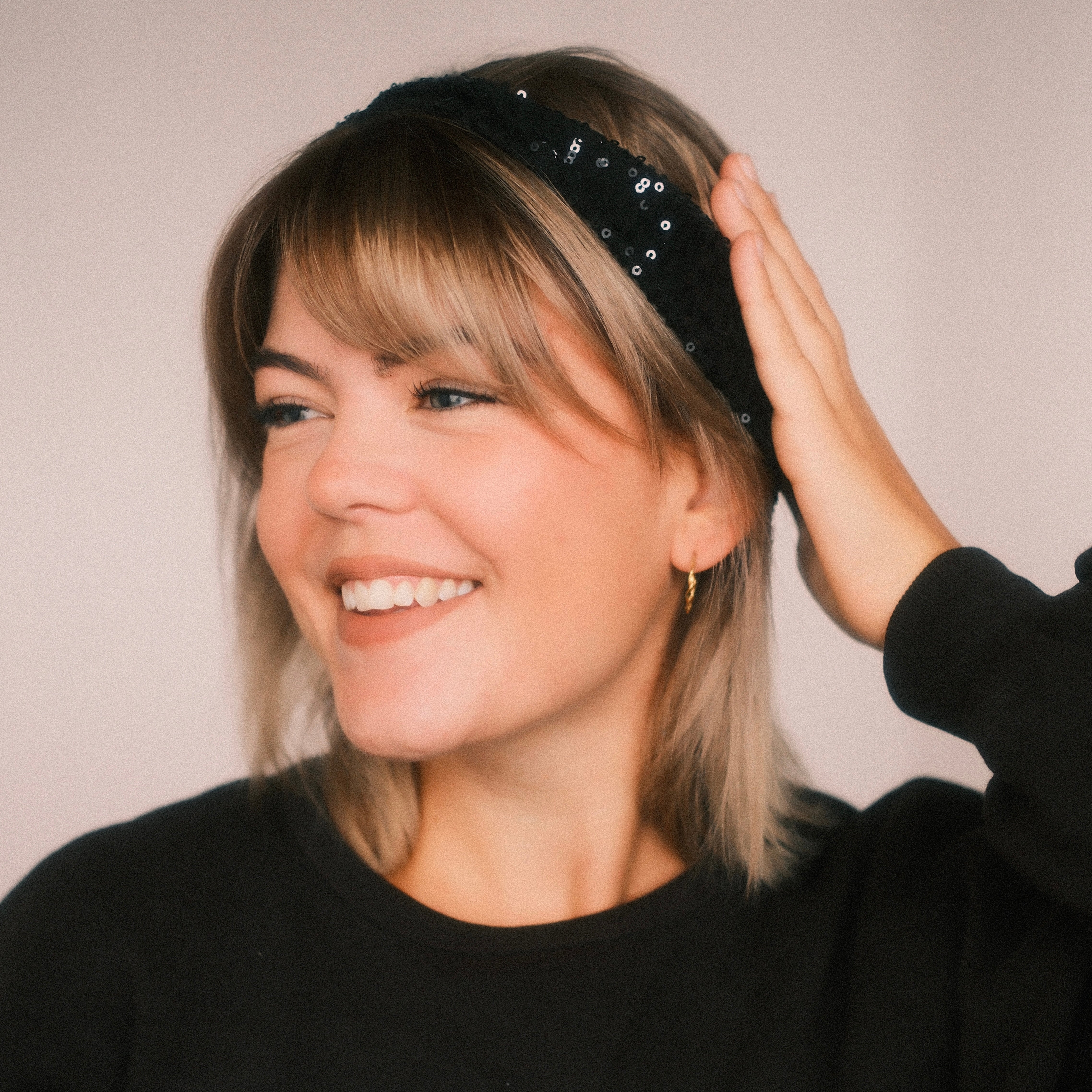 Basic Haarband - Pailletten Black