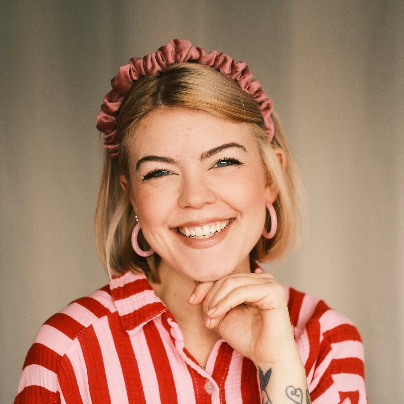 Hilde - softpink Haarreif gerafft