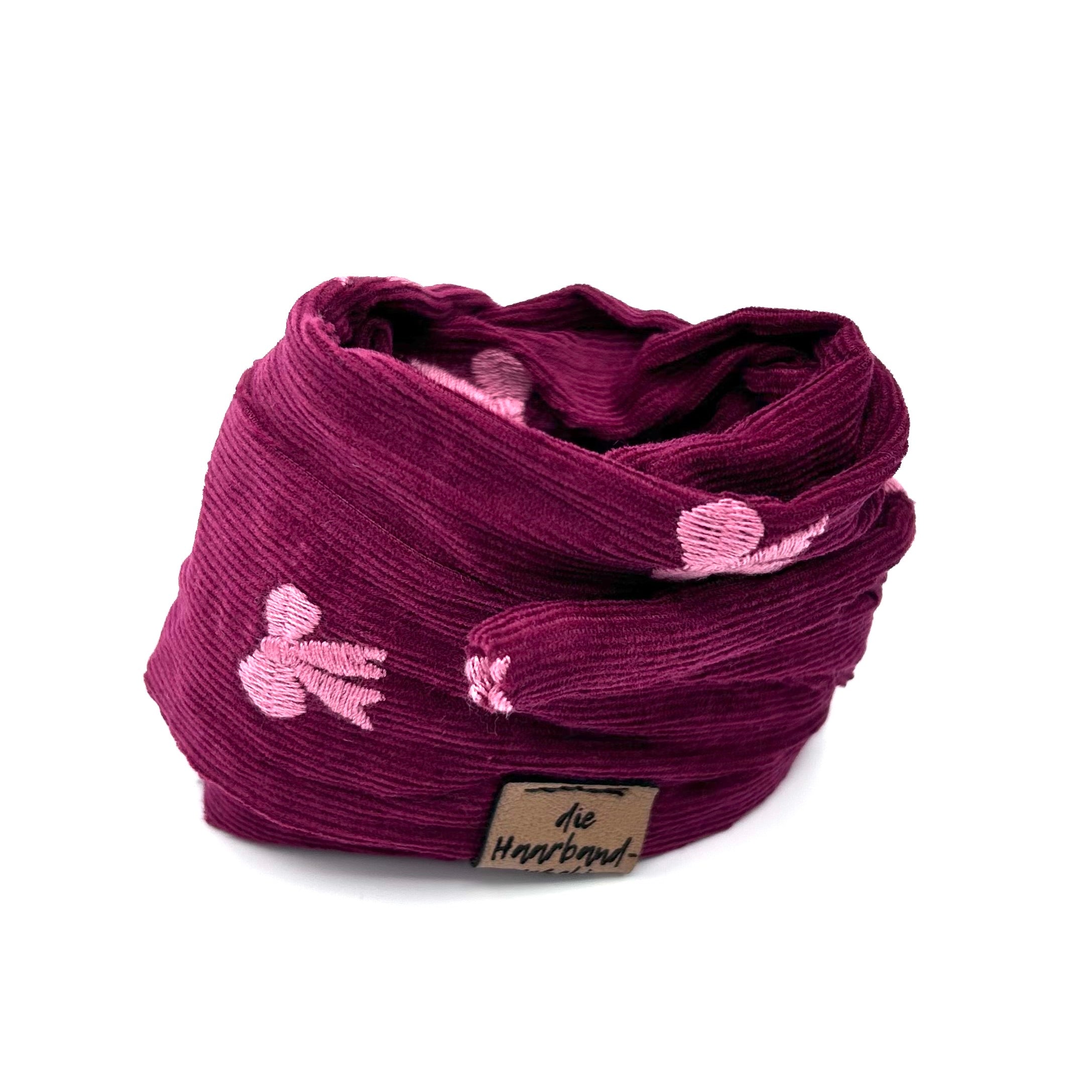 Drahthaarband - Feincord Schleife Rot