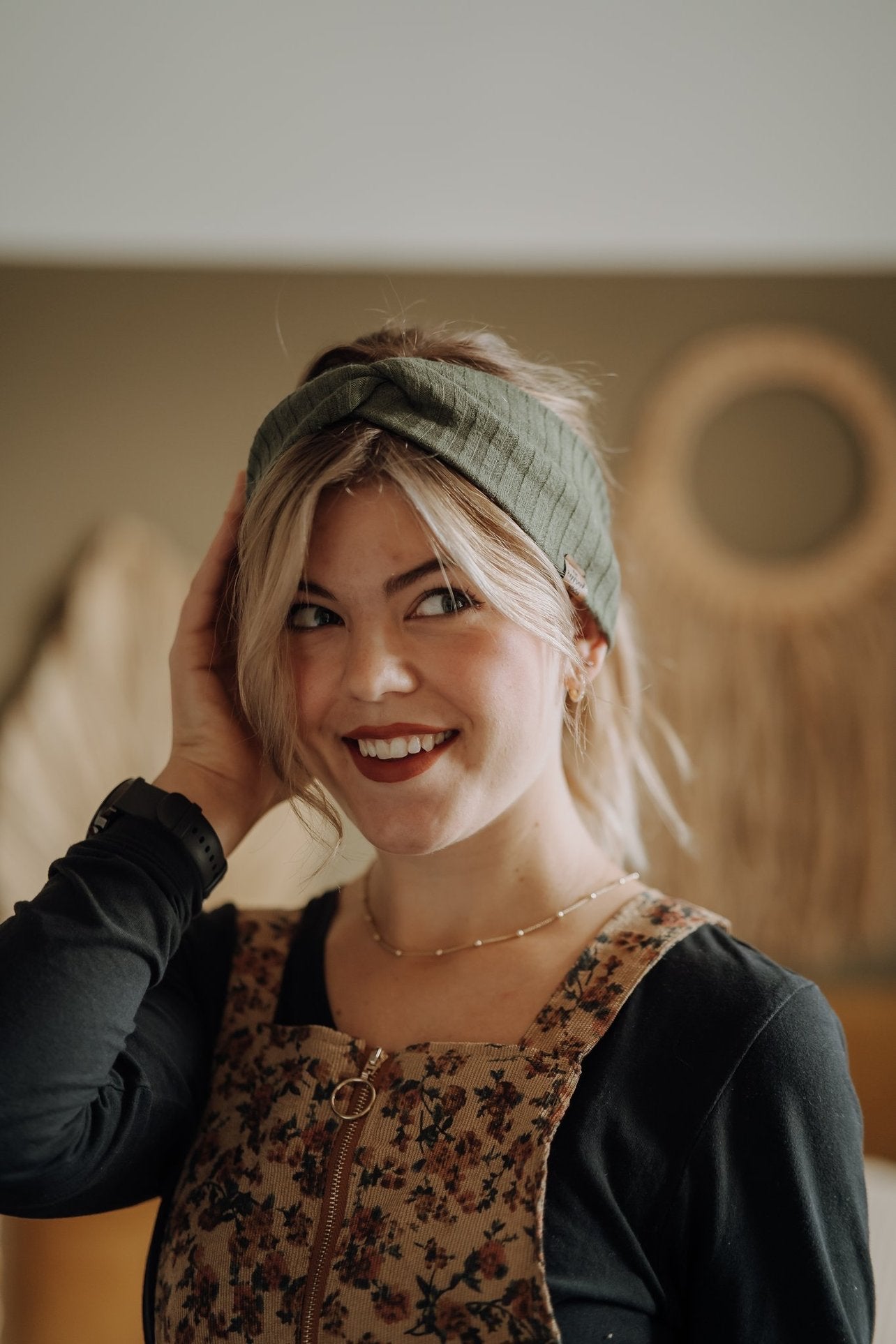 Haarband Basic Strick Khaki