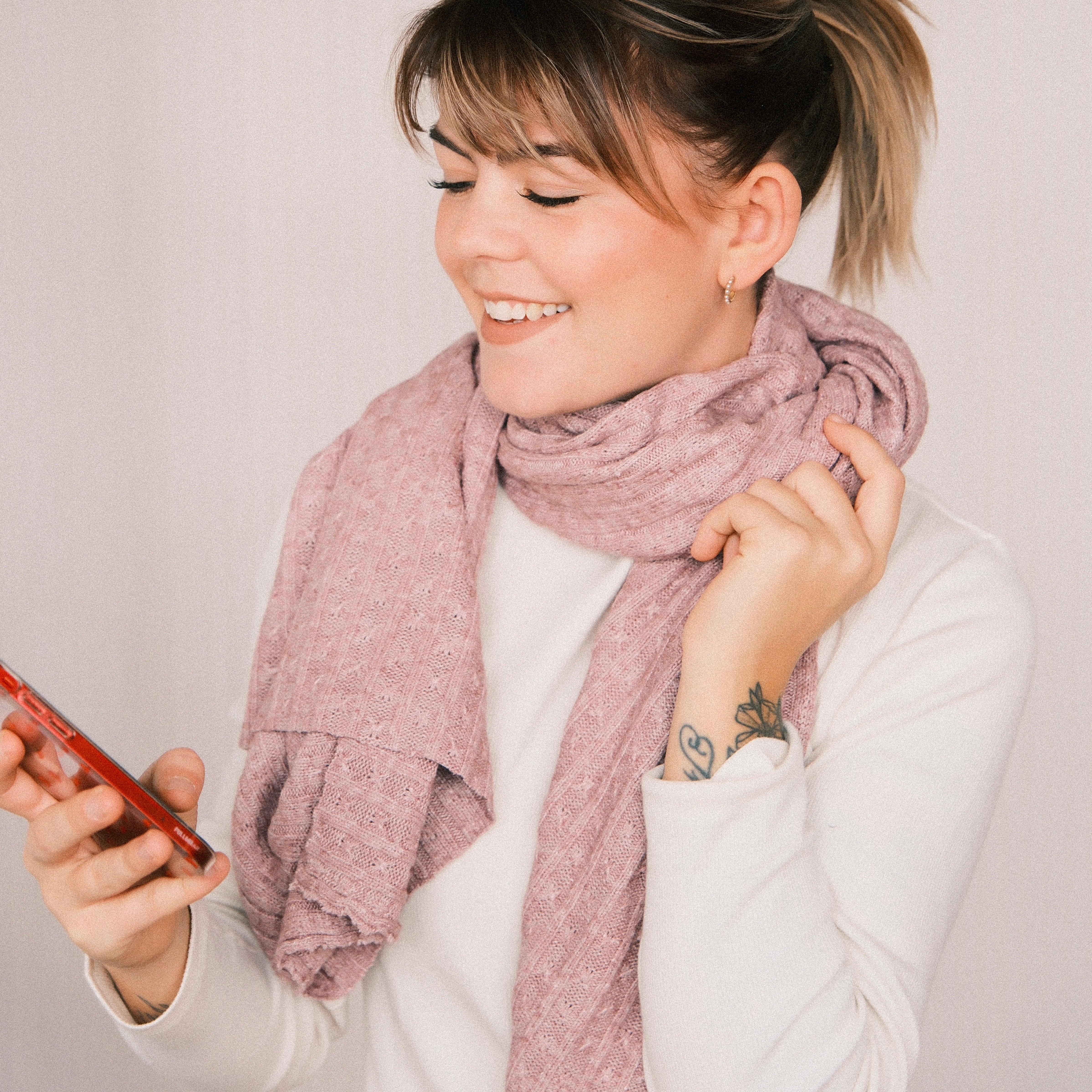 Schal - Strick Rosa