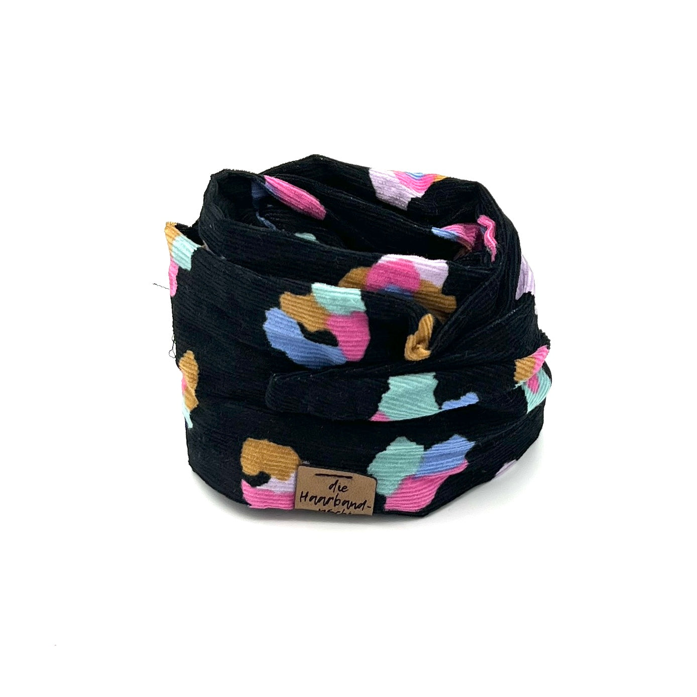 Drahthaarband - Cord Bunte Tupfen Schwarz