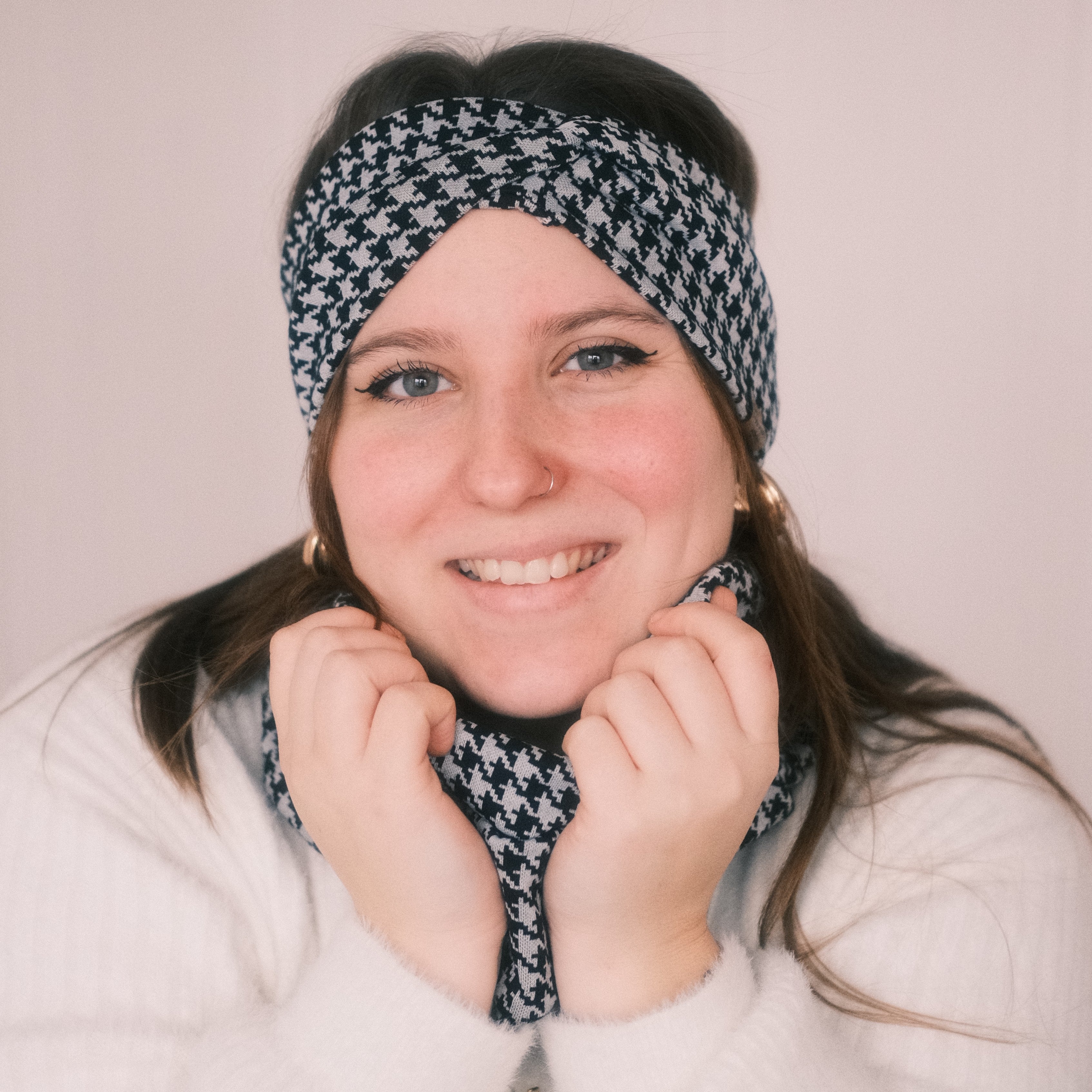Basic Haarband - Hahnentritt Schwarz/Weiß