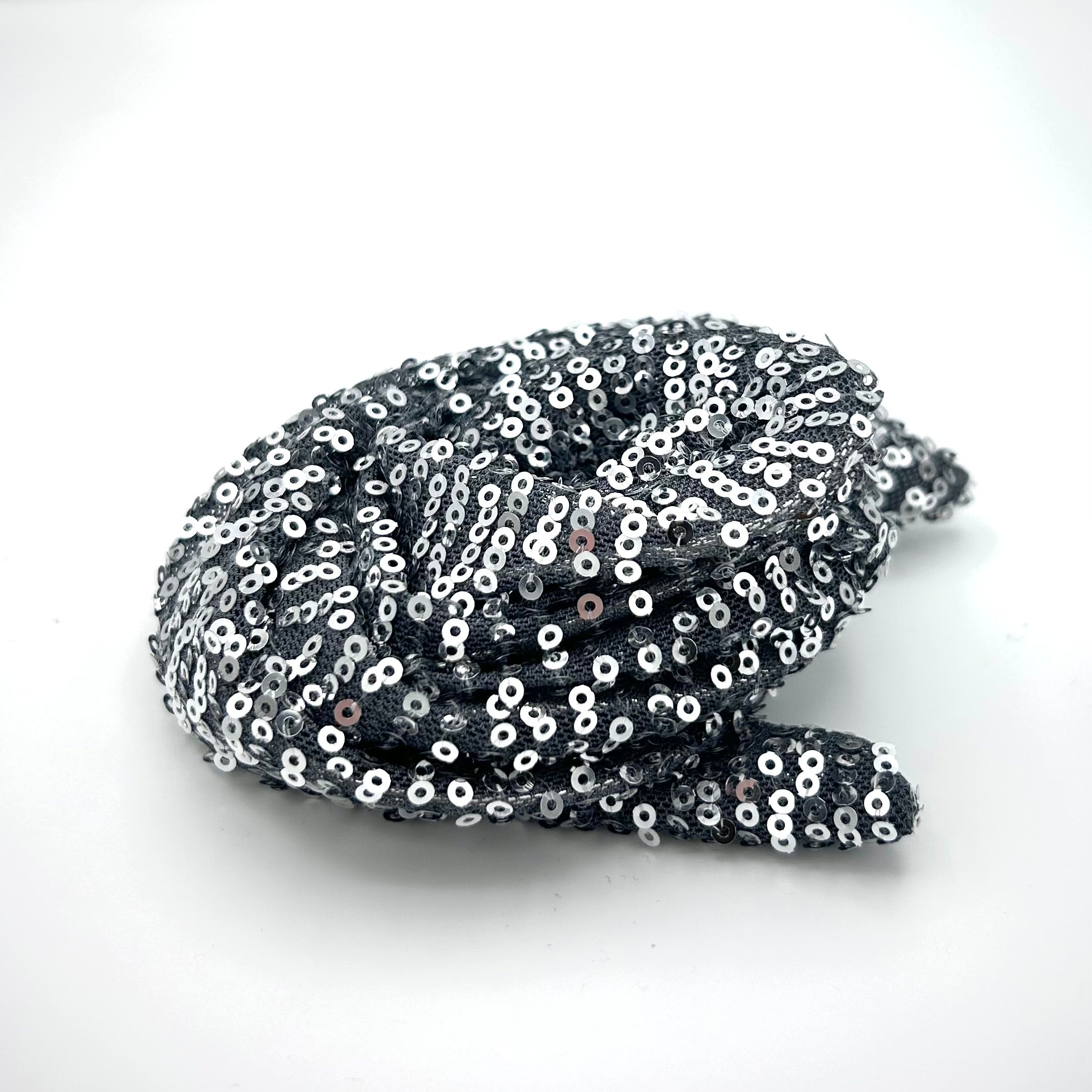 Drahthaarband Pailletten Silberglanz