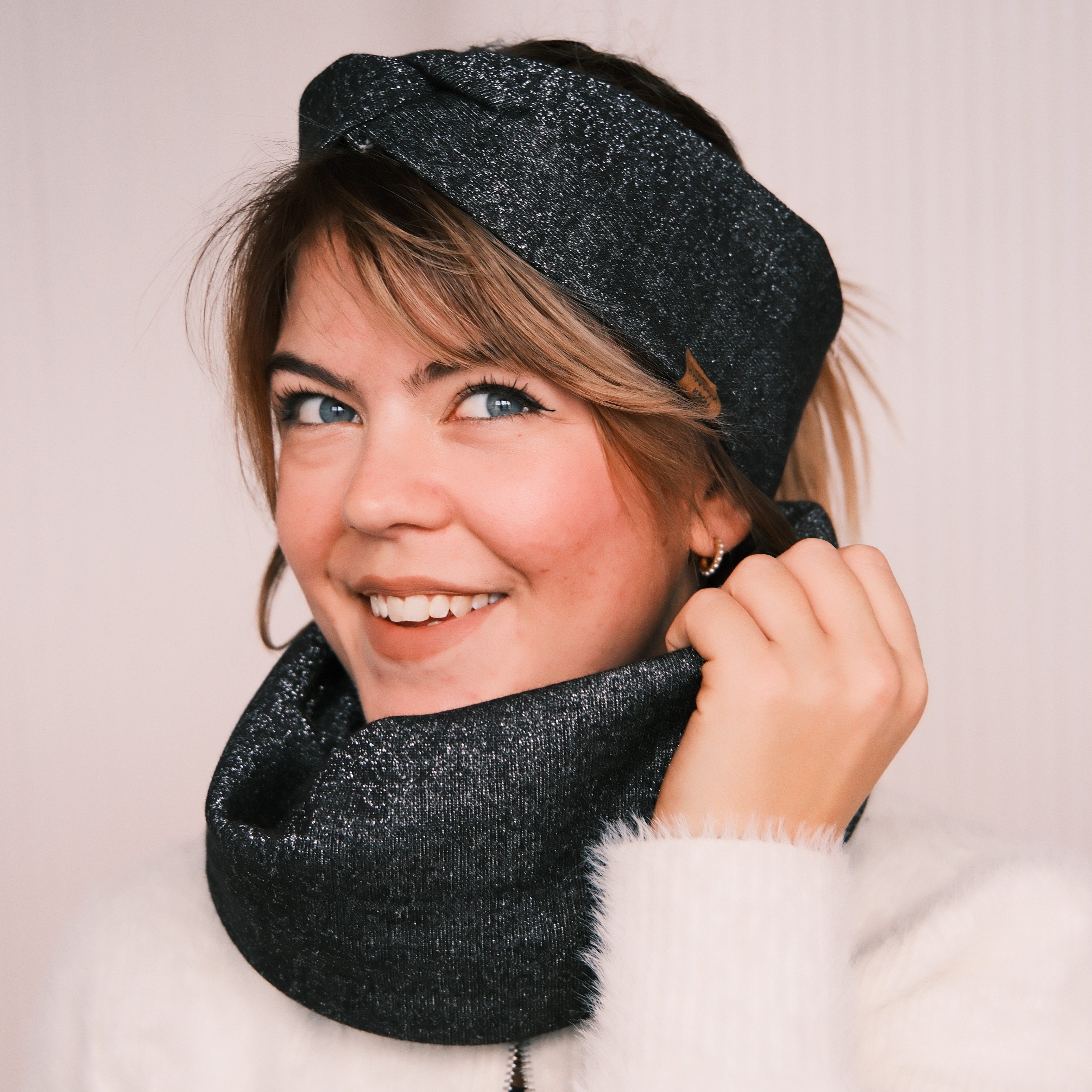 Basic Haarband - Glitzer Schwarz