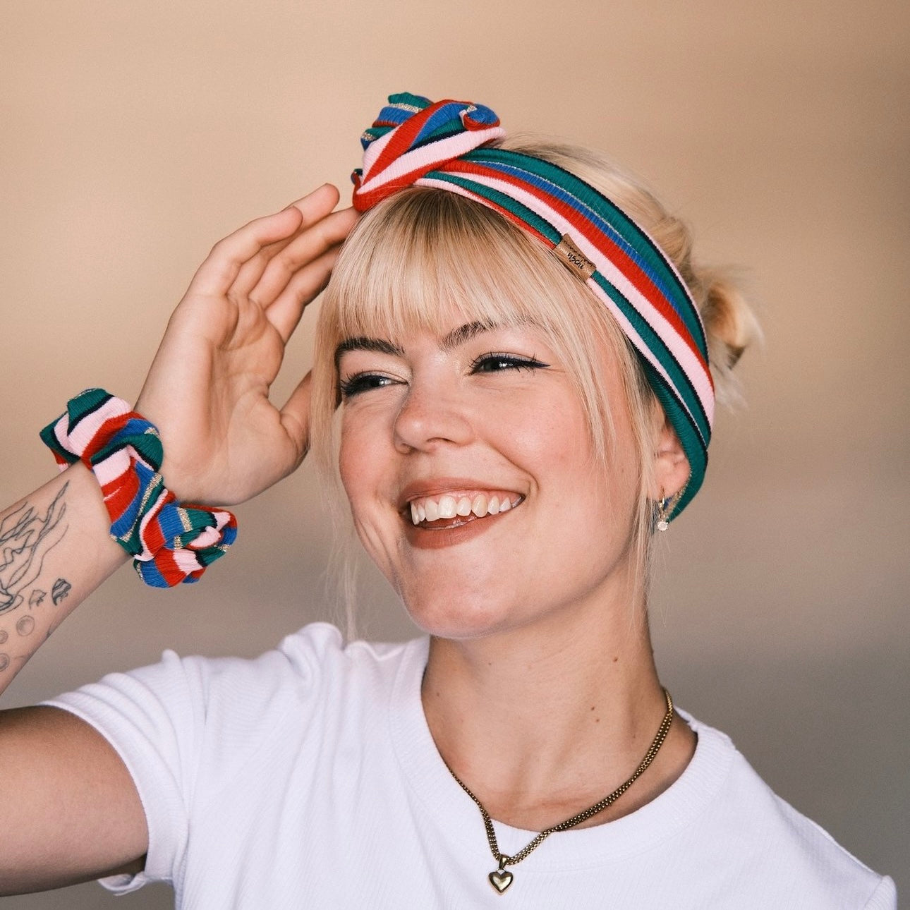 Drahthaarband gestreift Bunt/Glitzer