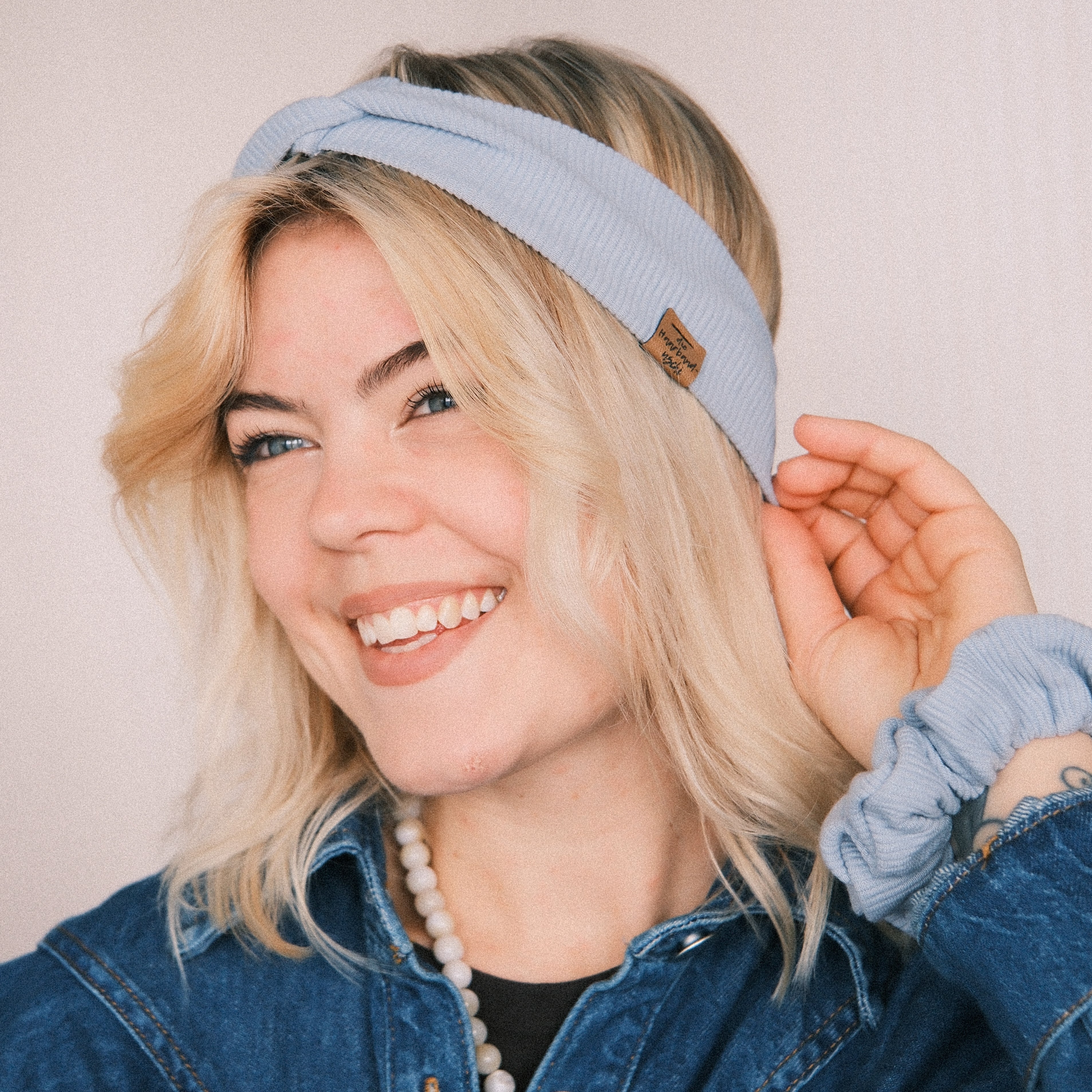 Basic Haarband - Soft Rib Blaugrau