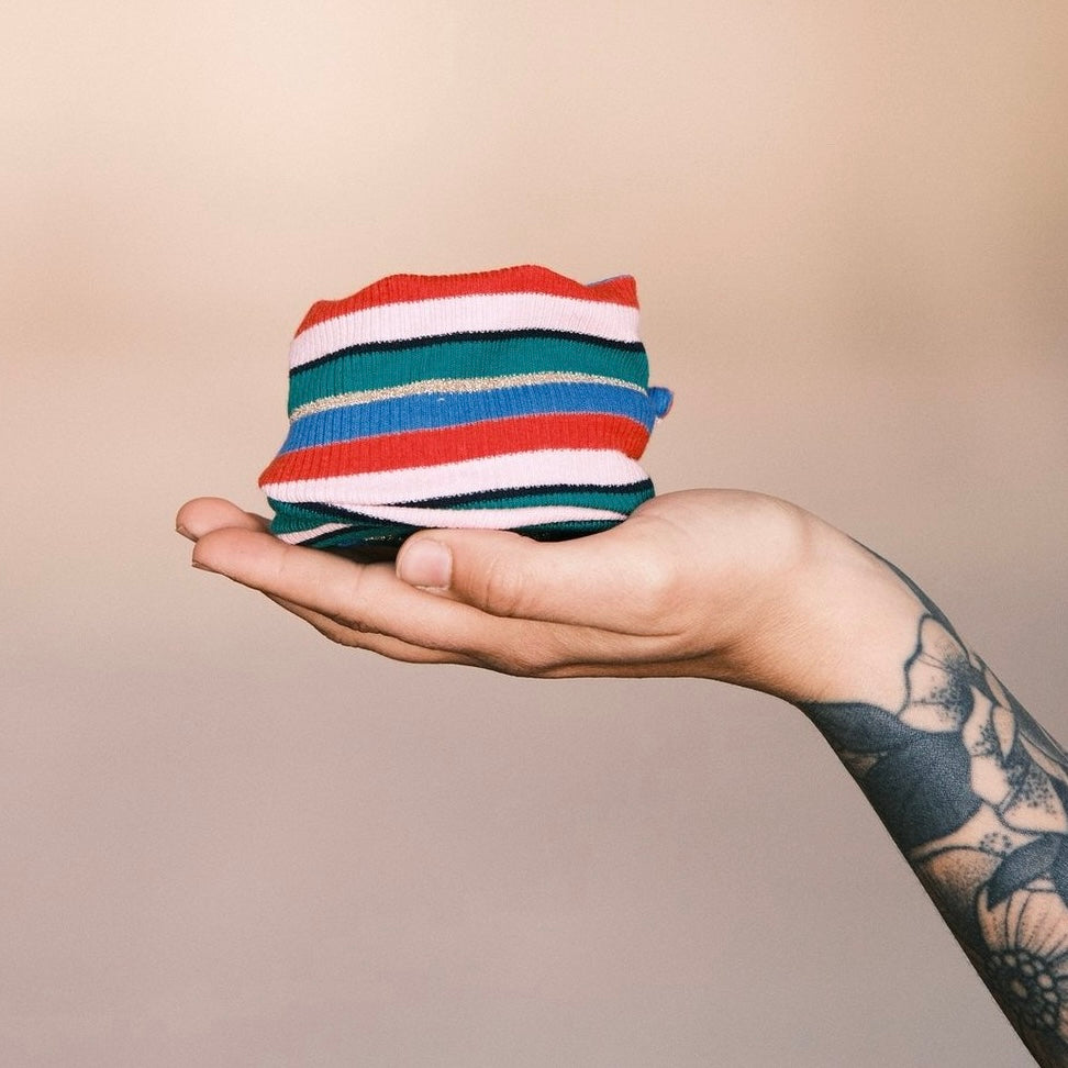 Drahthaarband gestreift Bunt/Glitzer