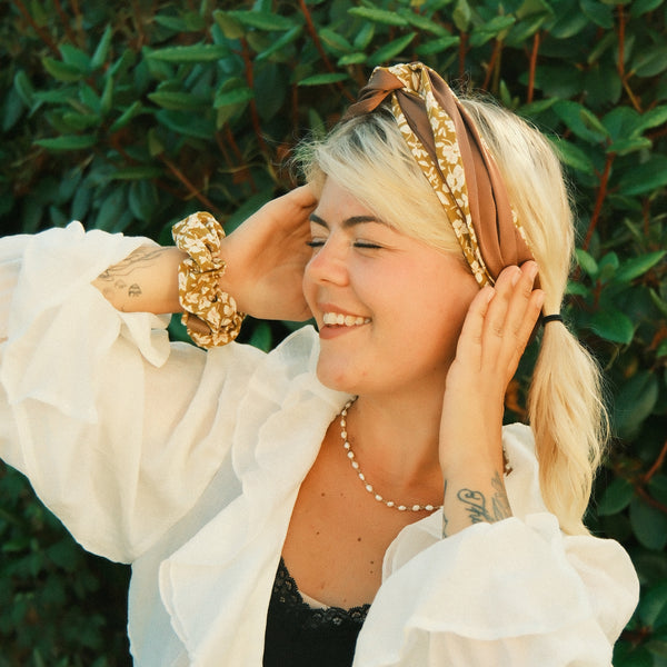 Drahthaarband 2 Seiten breit - Olive Blossom