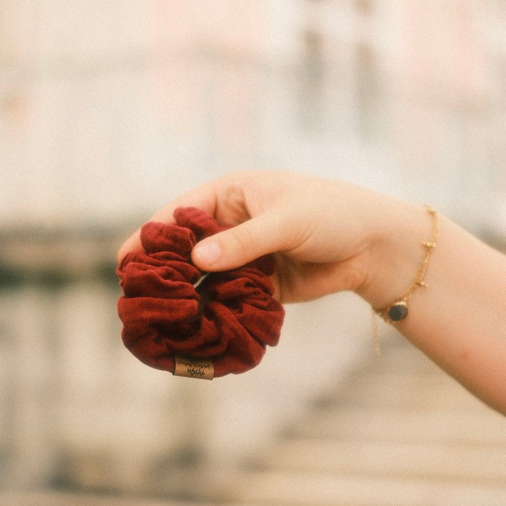 Scrunchie Musselin Bordeaux