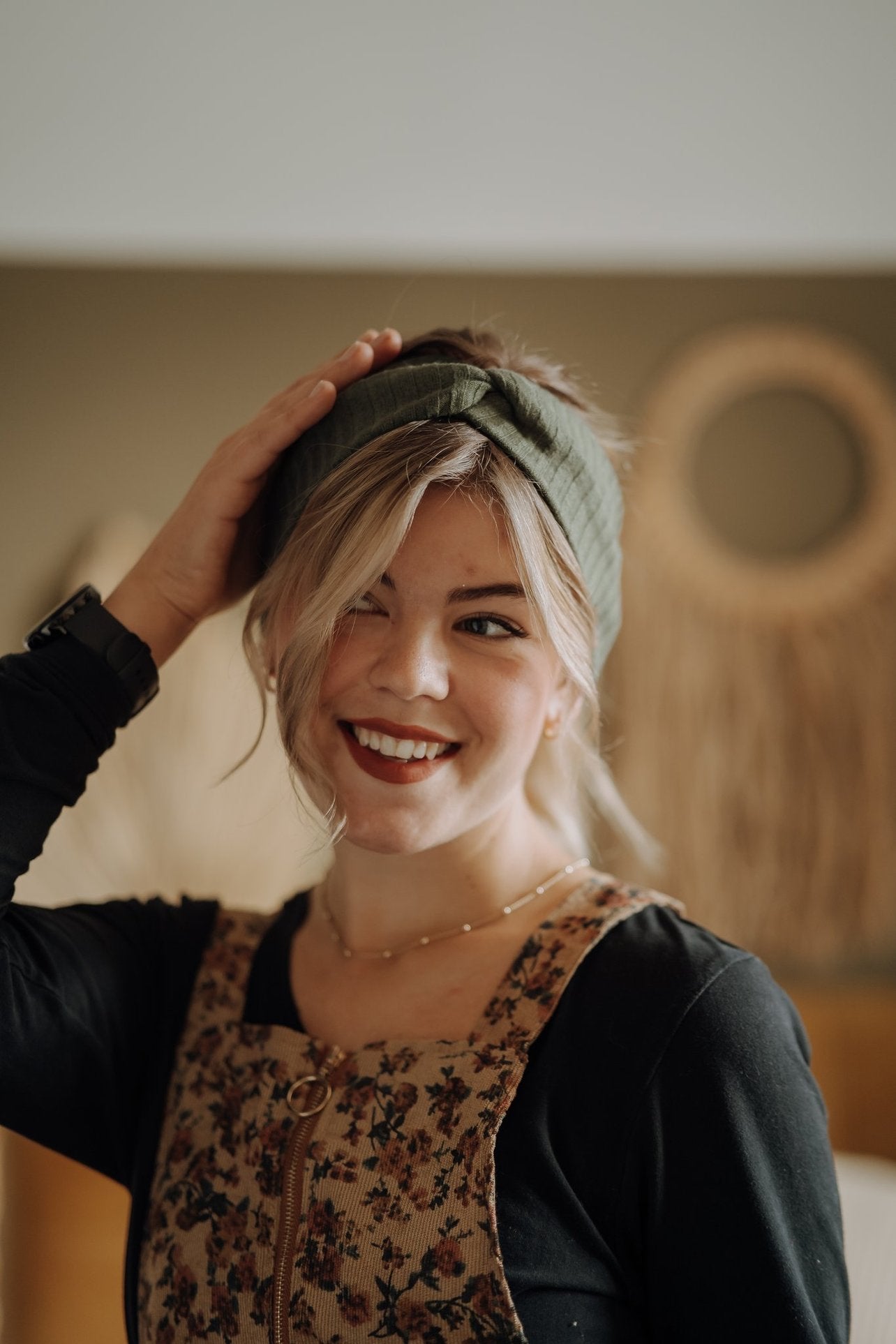 Haarband Basic Strick Khaki