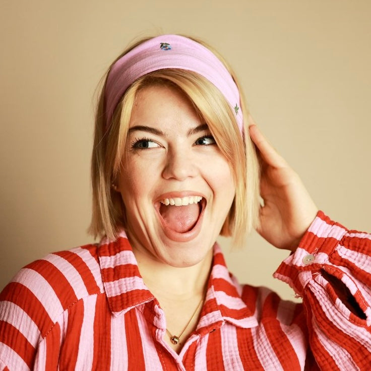 Drahthaarband Blümchen Rosa