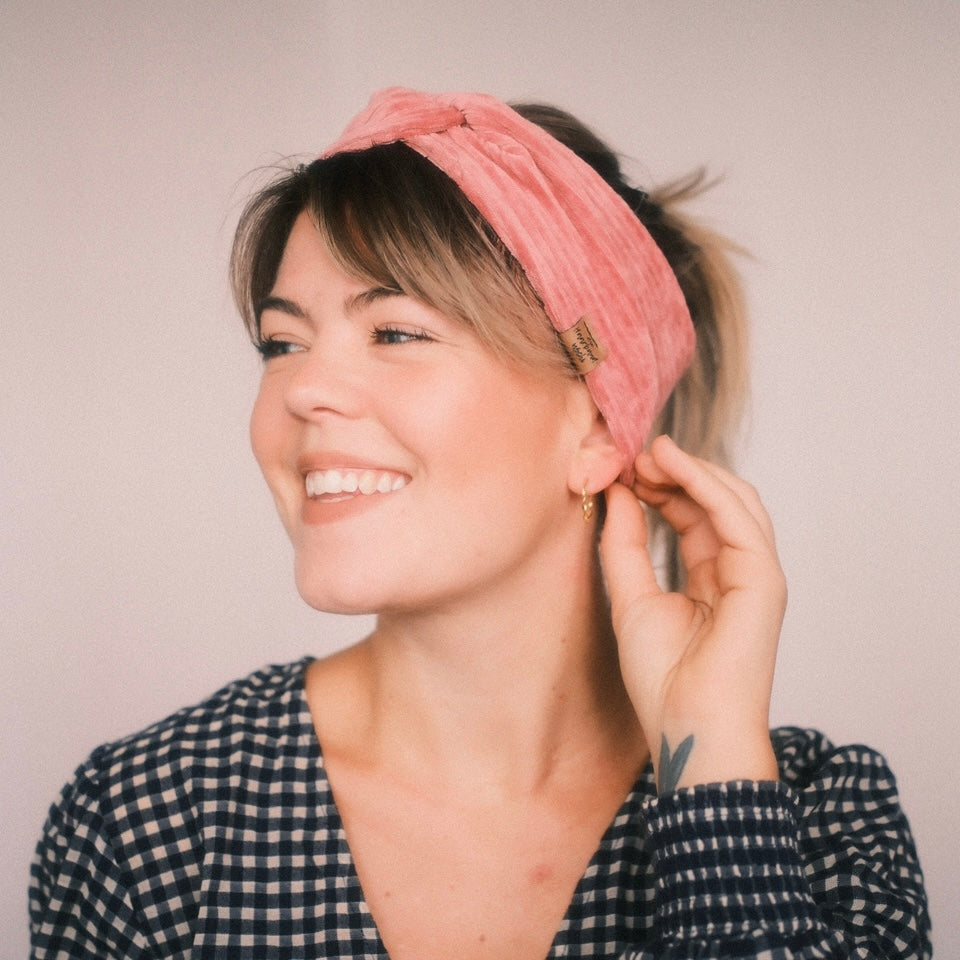 Basic Haarband - Cord Hellpink