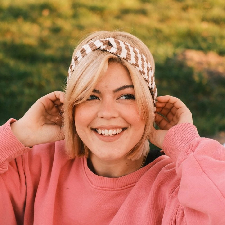 Basic Haarband - gestreift braun