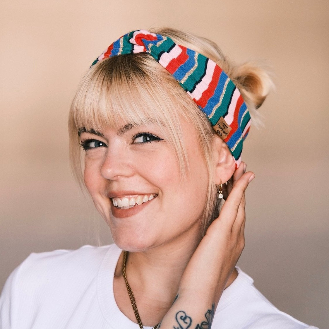 Basic Haarband - gestreift/glitzer