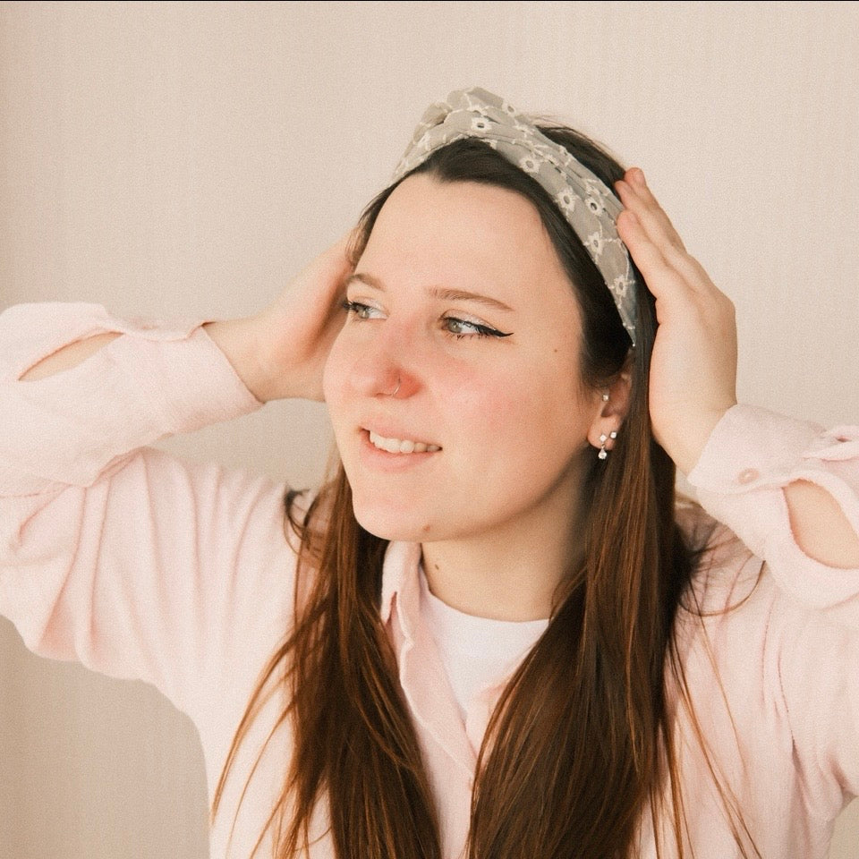 Drahthaarband schmal - Polka Stick Grau