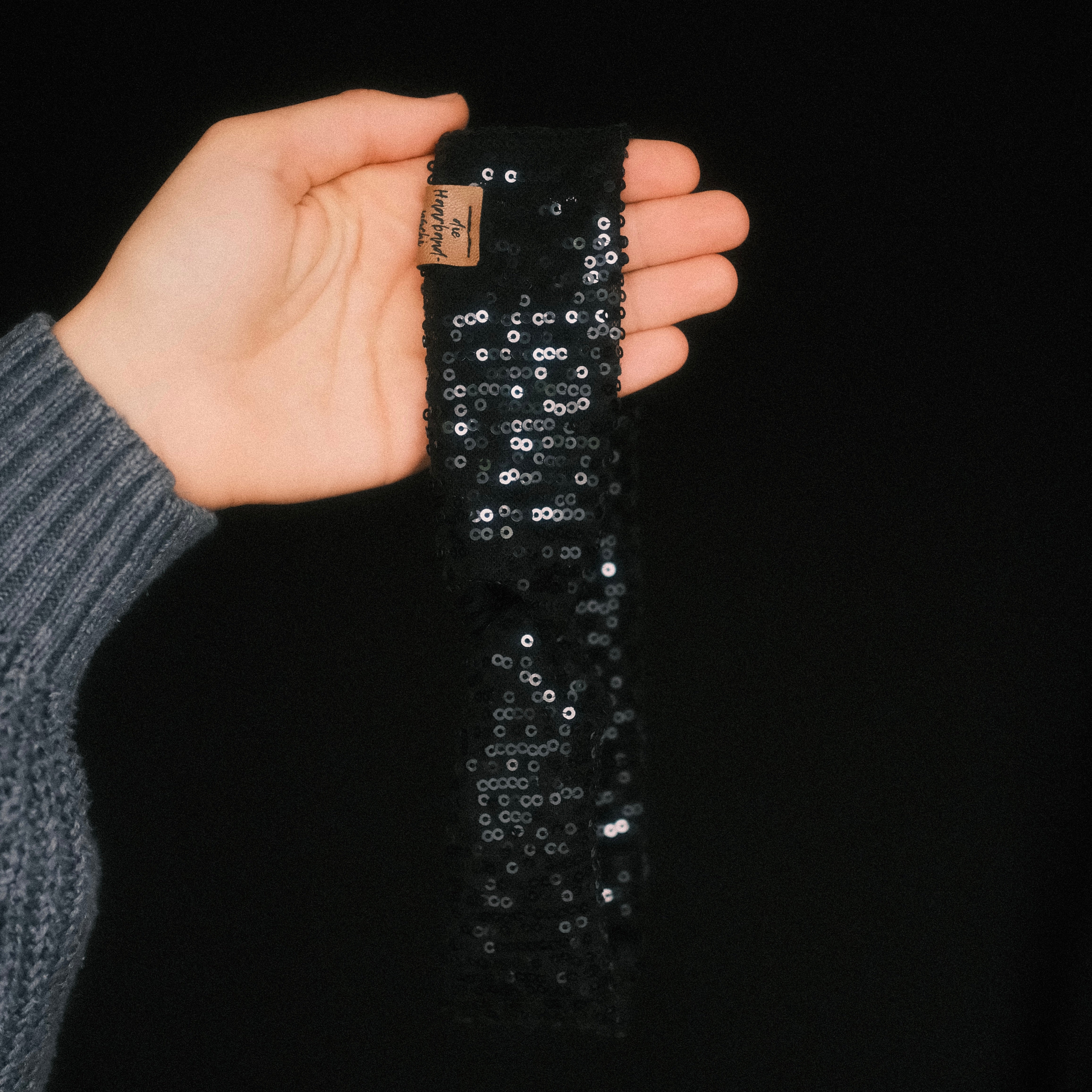 Basic Haarband - Pailletten Black