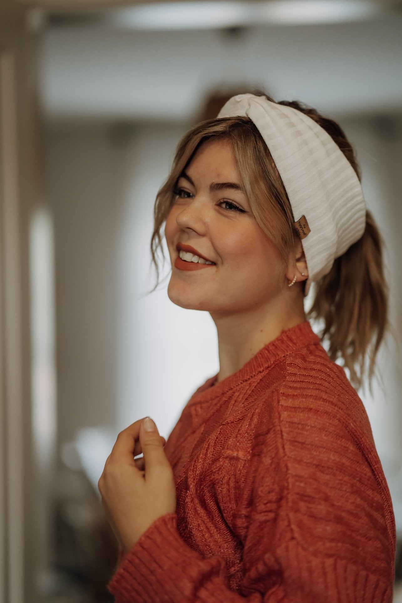 Haarband Basic Strick Cremeweiß