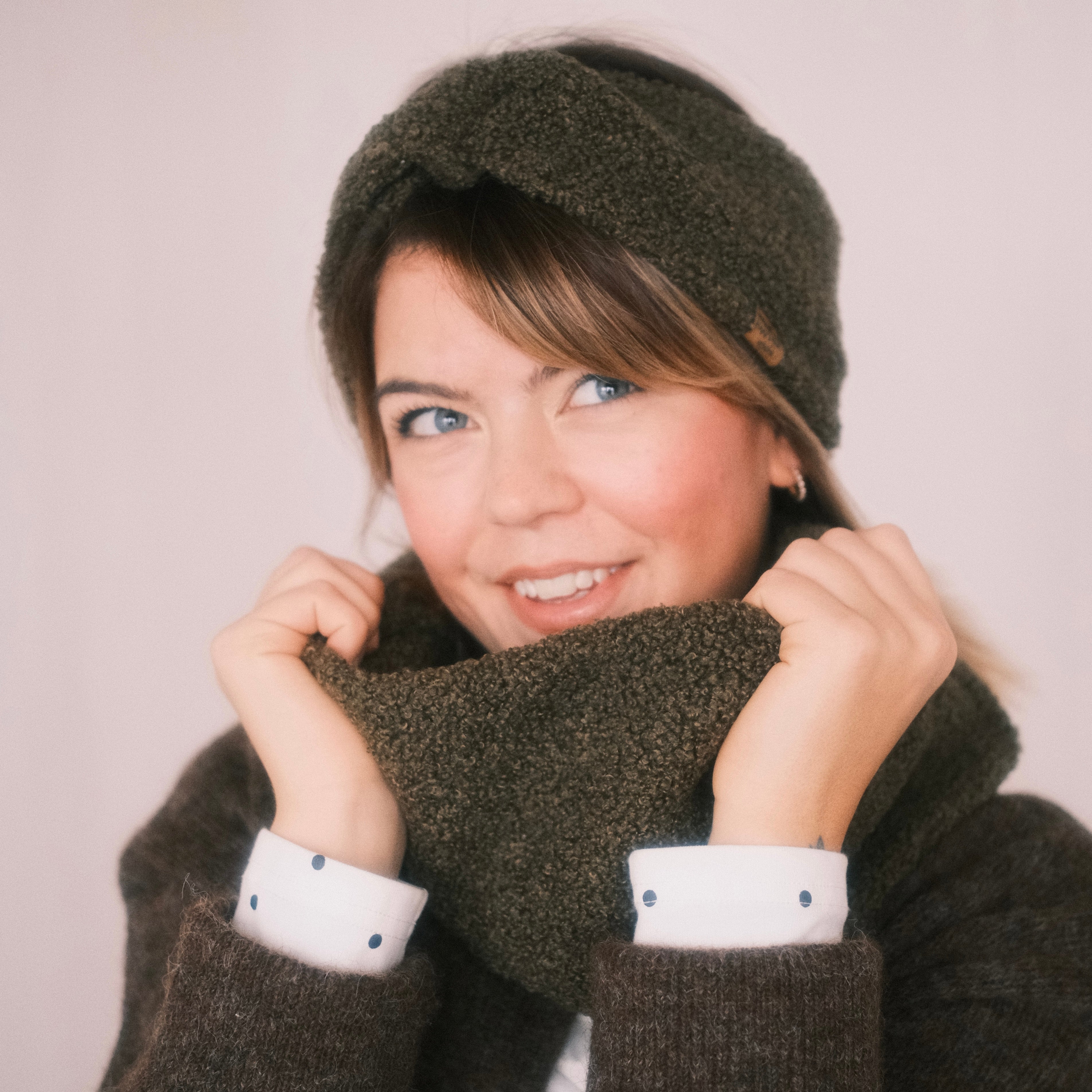 Basic Haarband - Teddy Moosgrün