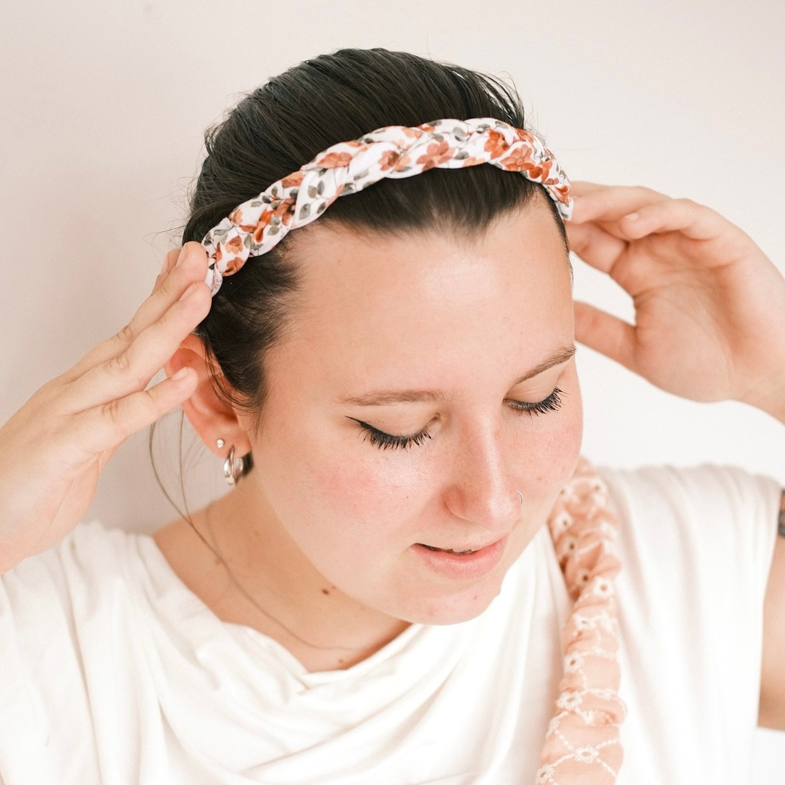 Haarband geflochten - Blumenkranz Orange