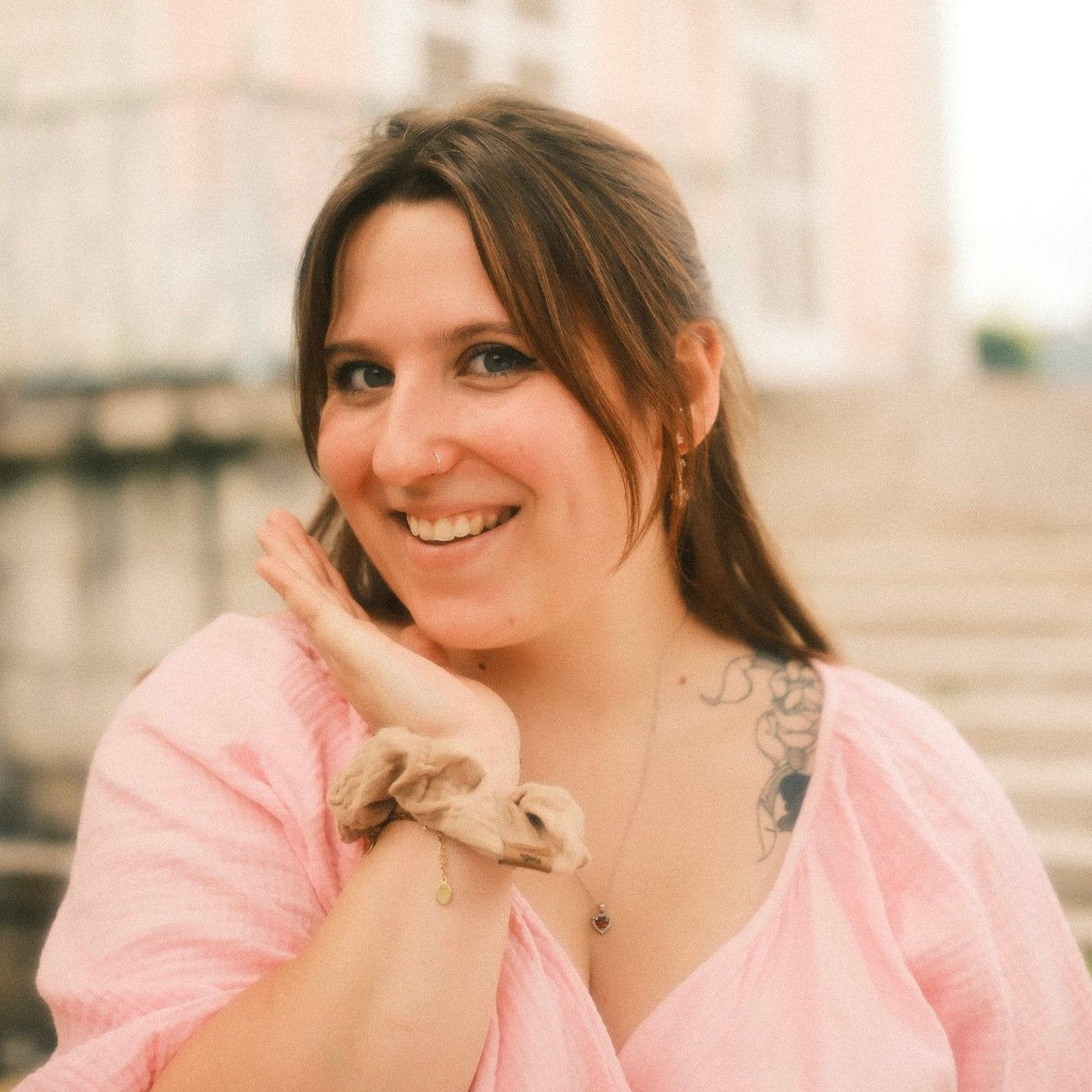 Scrunchie Musselin beige