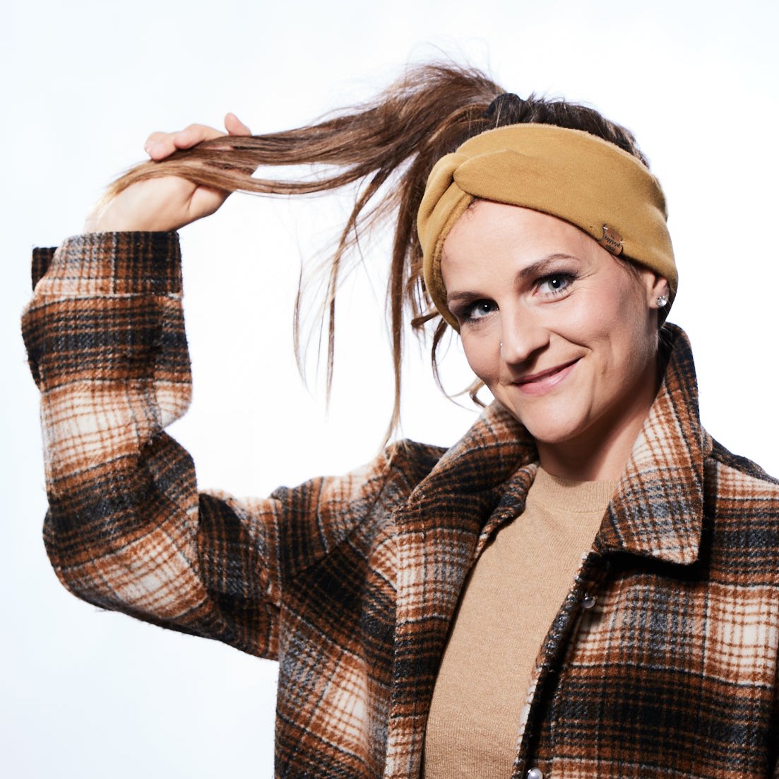 Stirnband Basic gefüttert senf