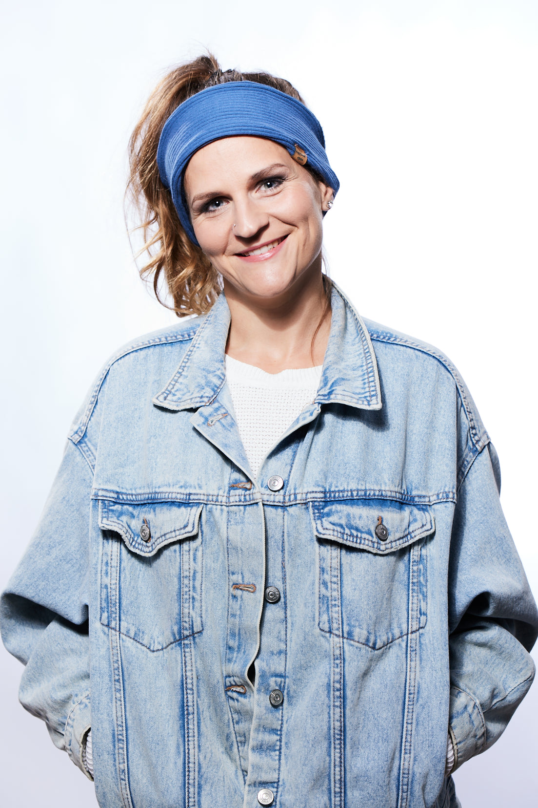 Stirnband sportlich gefüttert blau