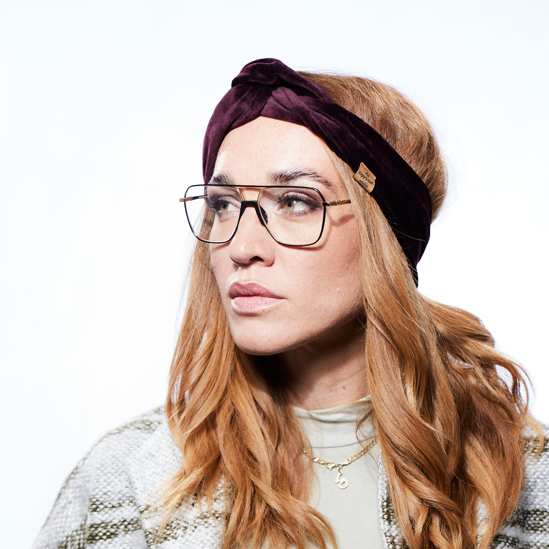 Drahthaarband samt aubergin breit