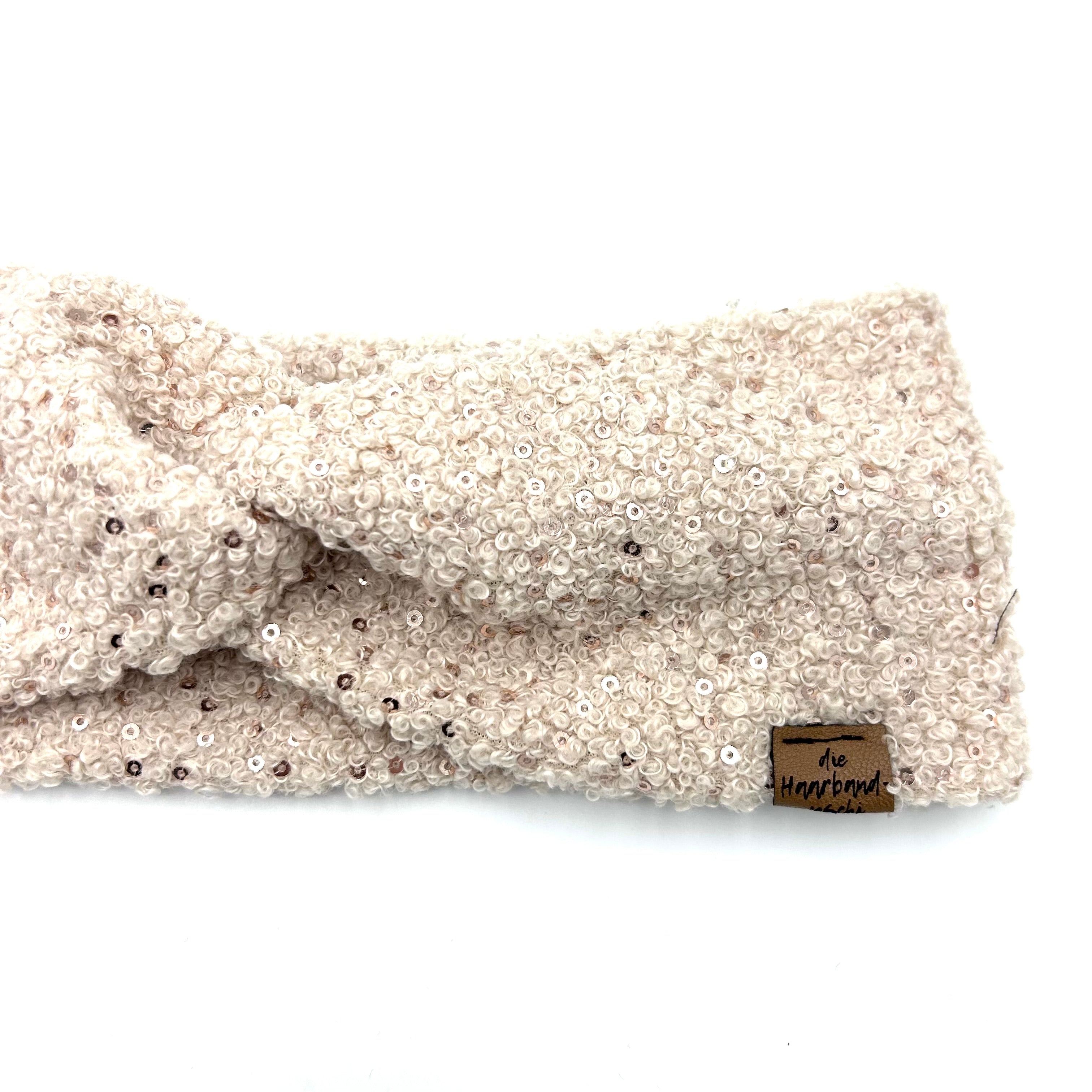 Basic Haarband - Teddy Pailletten Beige