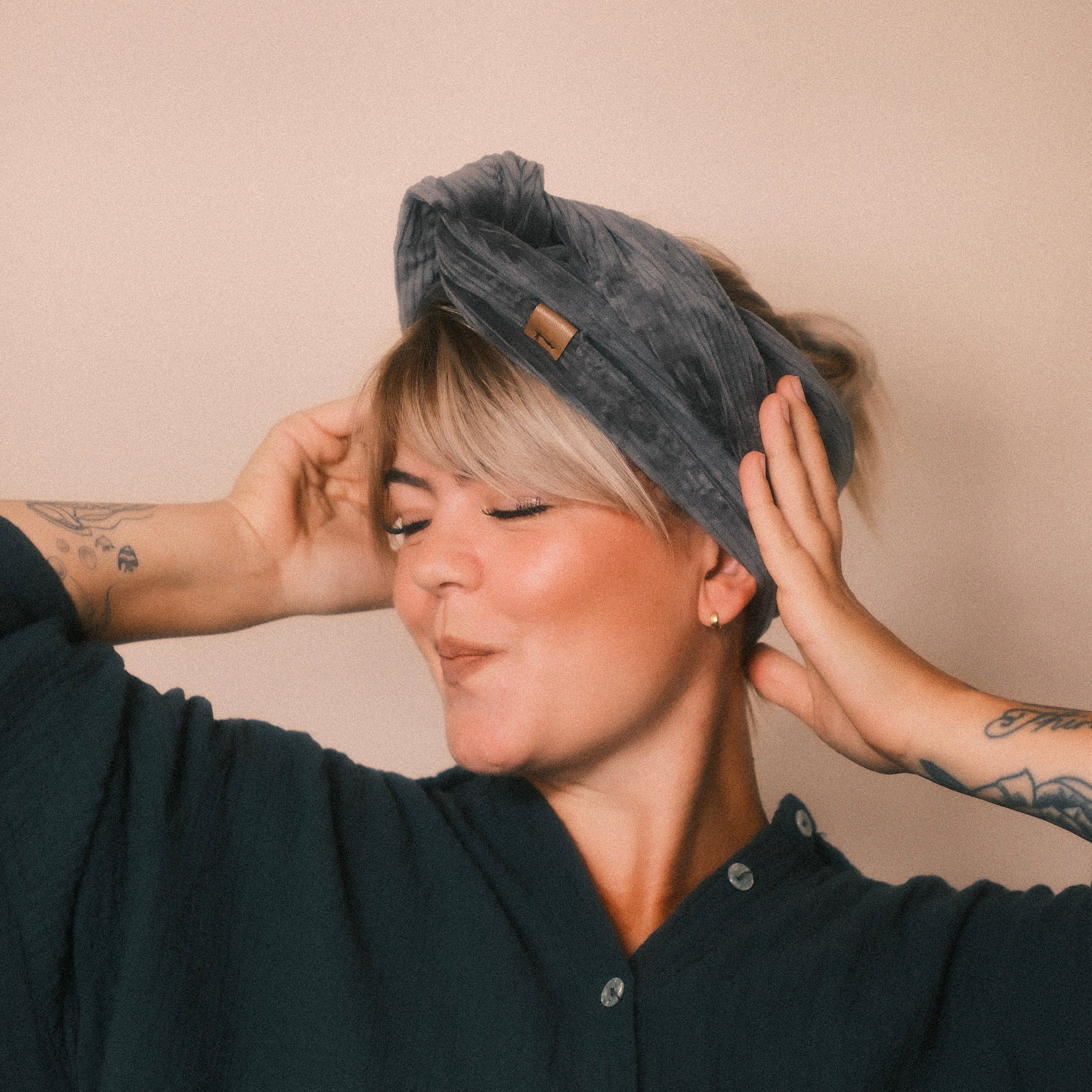 Drahthaarband breit - Cord Grau