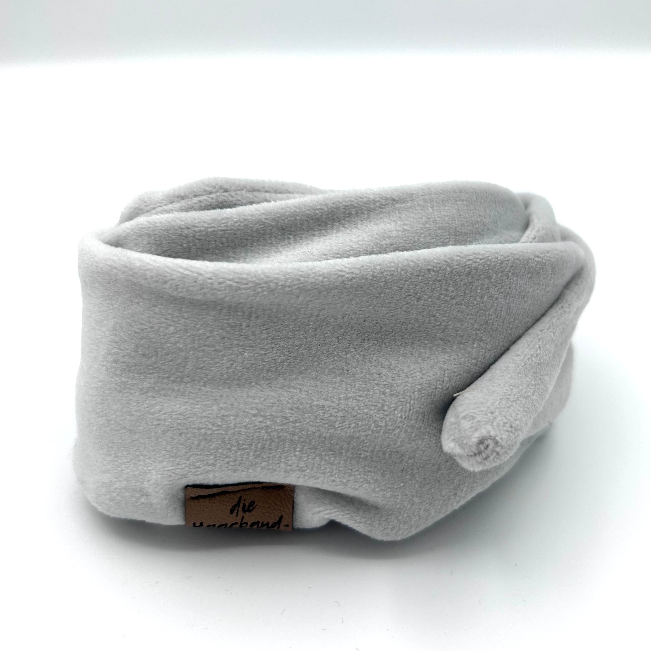 Drahthaarband schmal - Samt Hellgrau