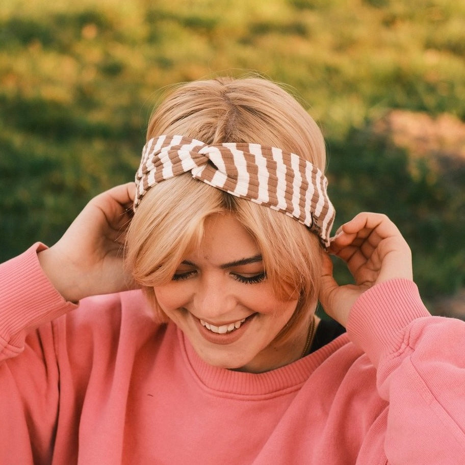 Basic Haarband - gestreift braun