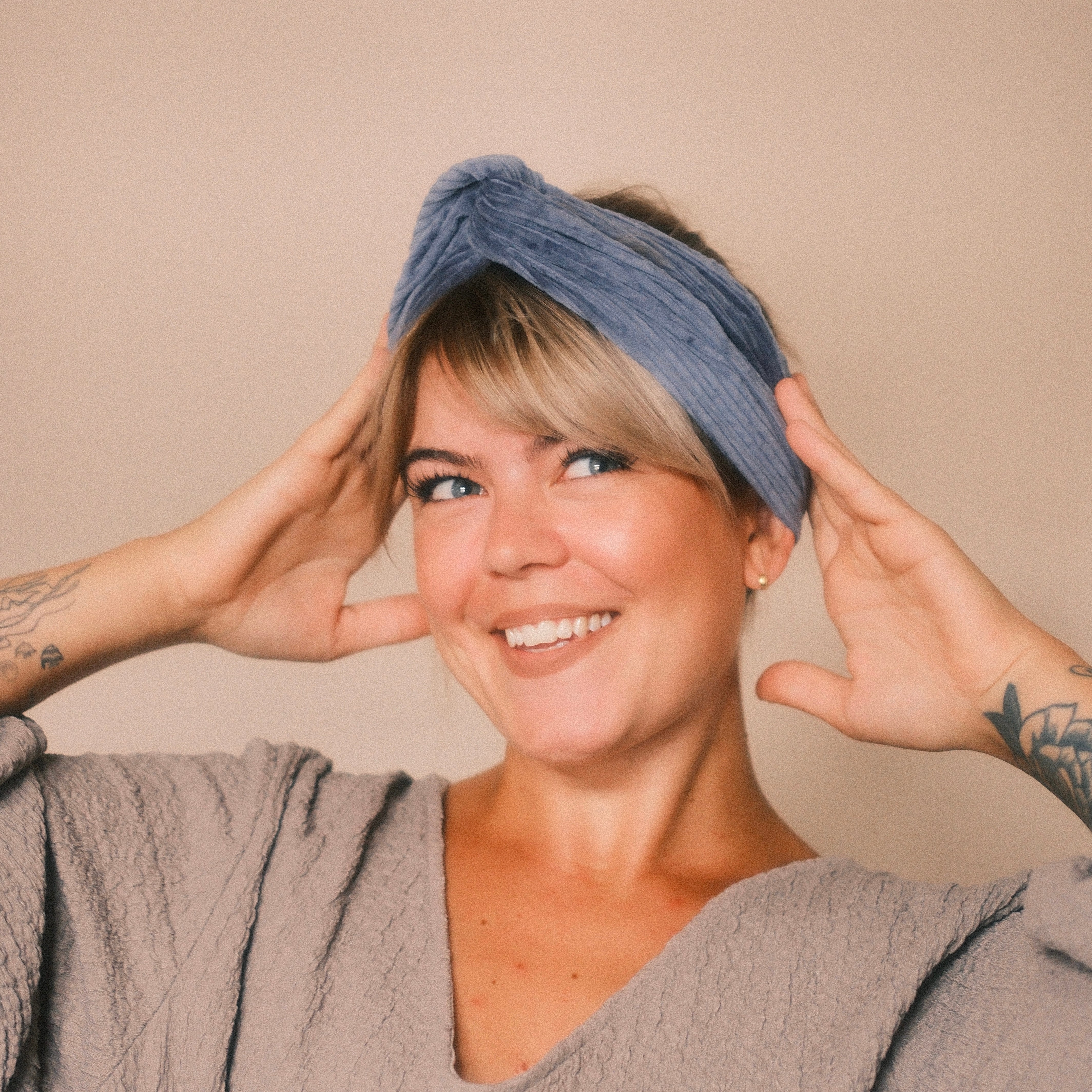 Drahthaarband schmal - Cord Blau