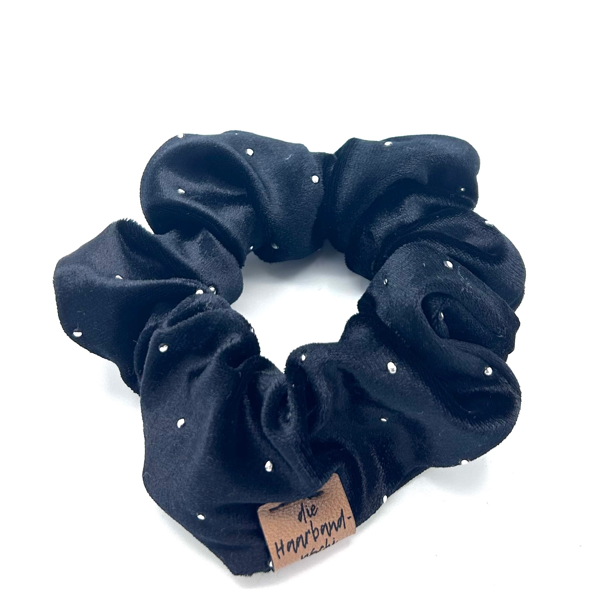 Scrunchie - Samt Punkte Silber